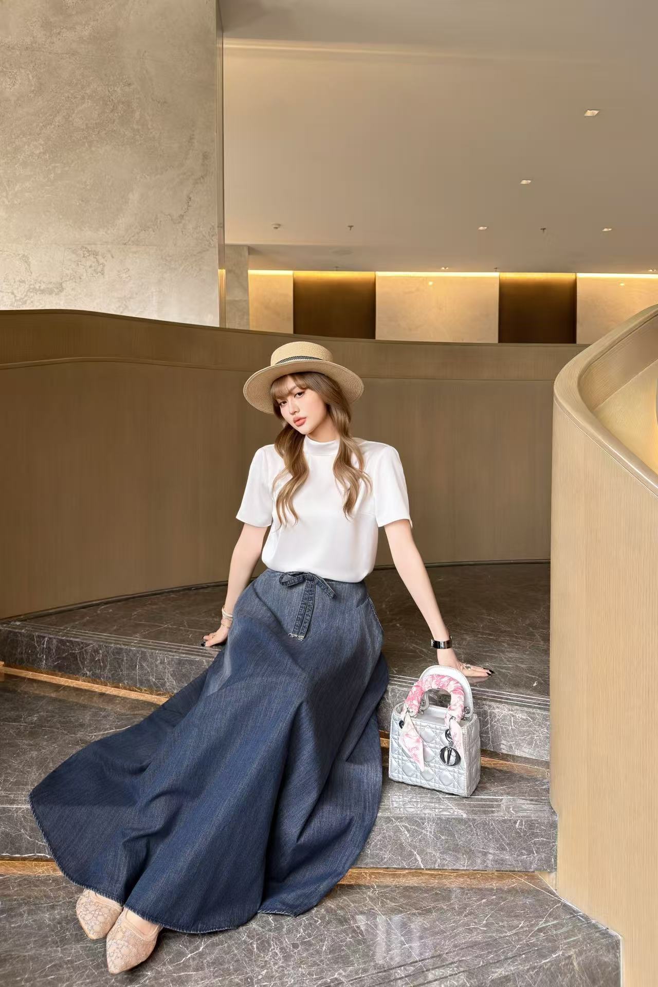 DI0Rレースアップデニムスカート【50％割引+送料無料】