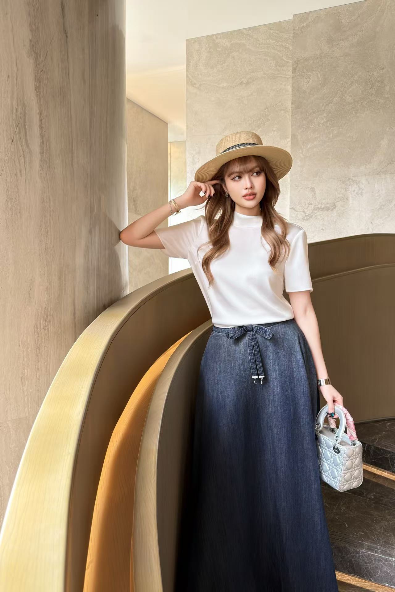 DI0Rレースアップデニムスカート【50％割引+送料無料】