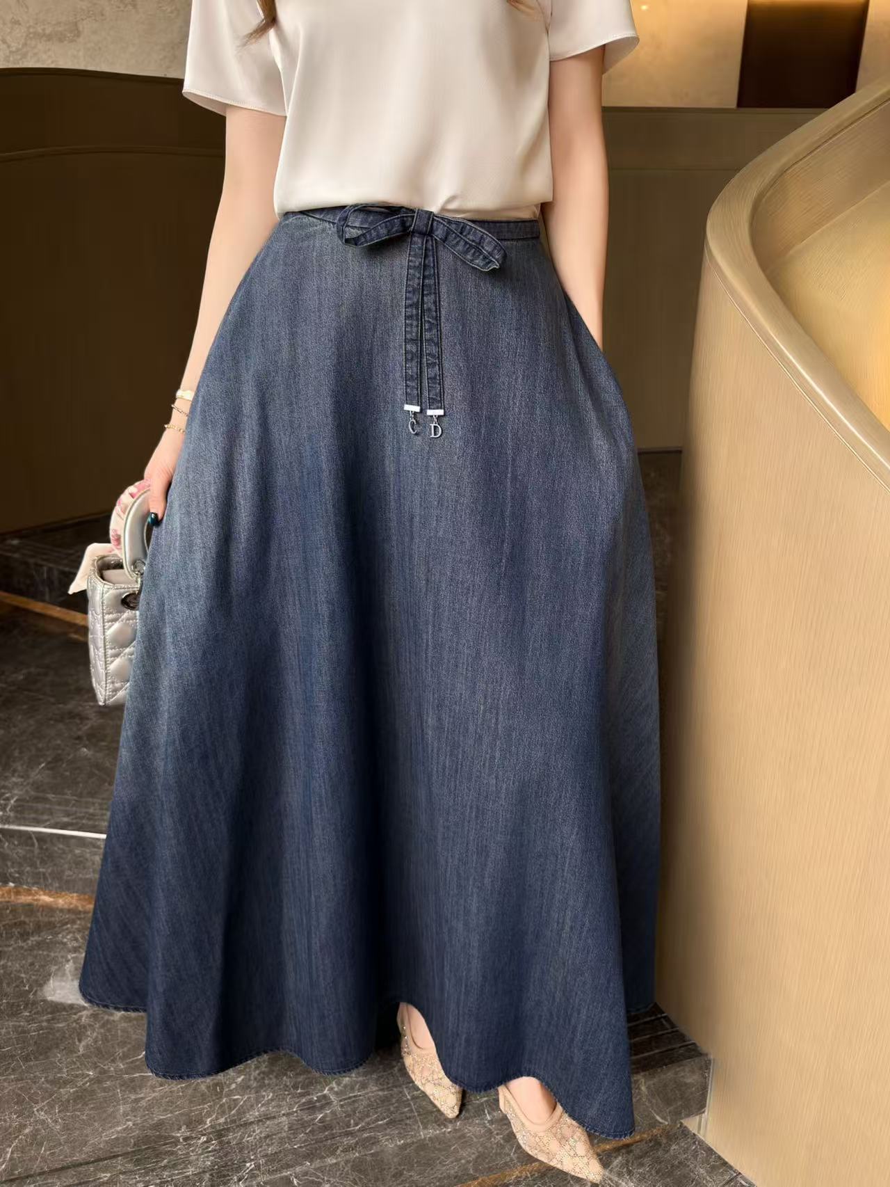 DI0Rレースアップデニムスカート【50％割引+送料無料】