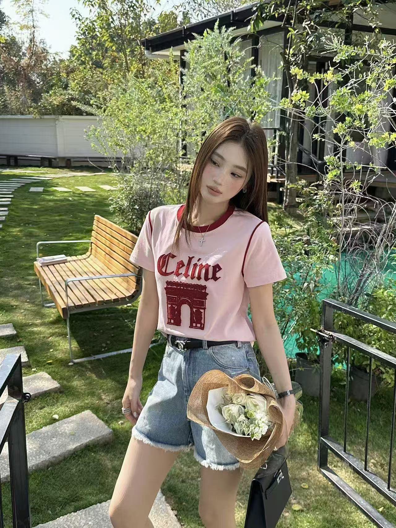 CEL1NE カラーブロックレターTシャツ【50％割引+送料無料】