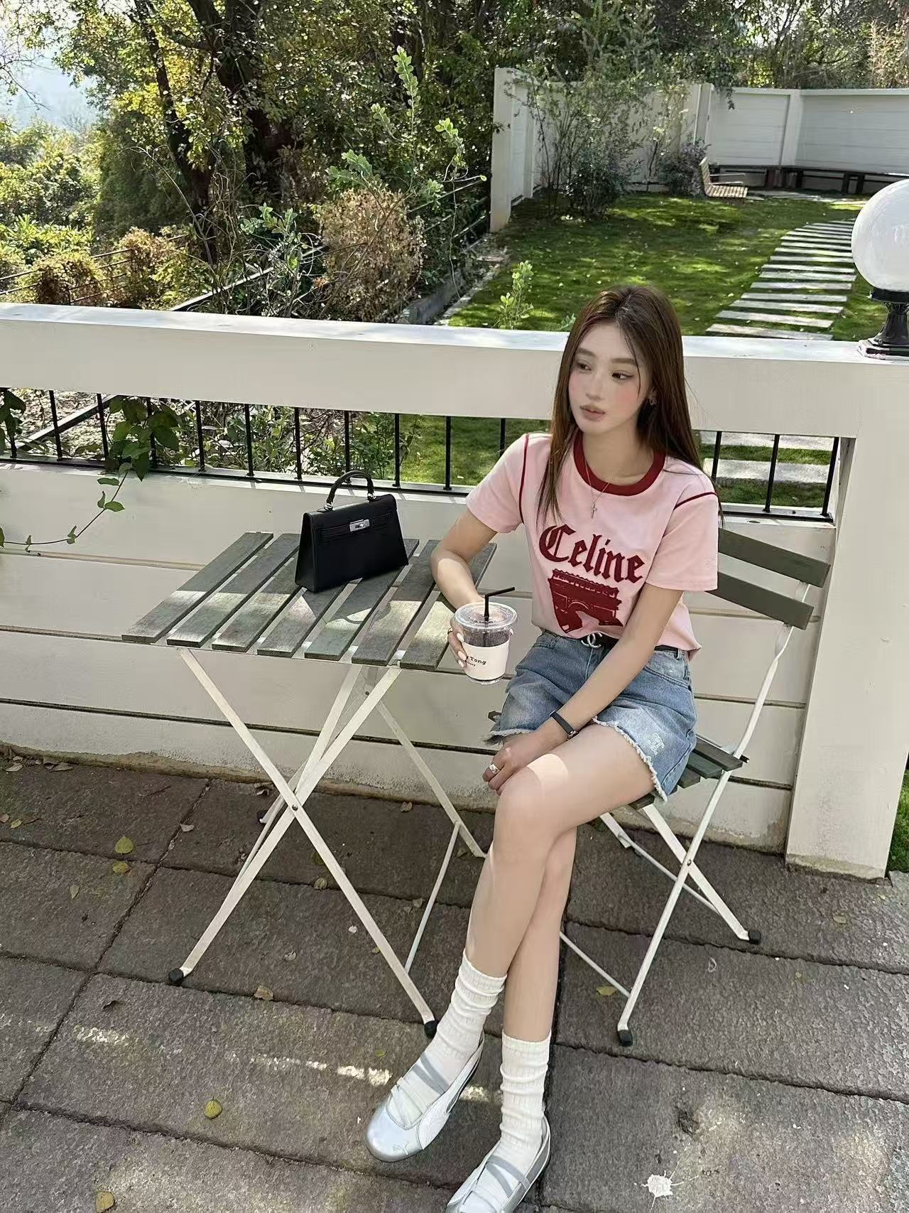 CEL1NE カラーブロックレターTシャツ【50％割引+送料無料】