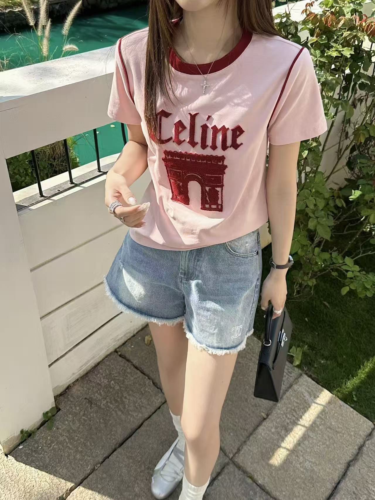 CEL1NE カラーブロックレターTシャツ【50％割引+送料無料】