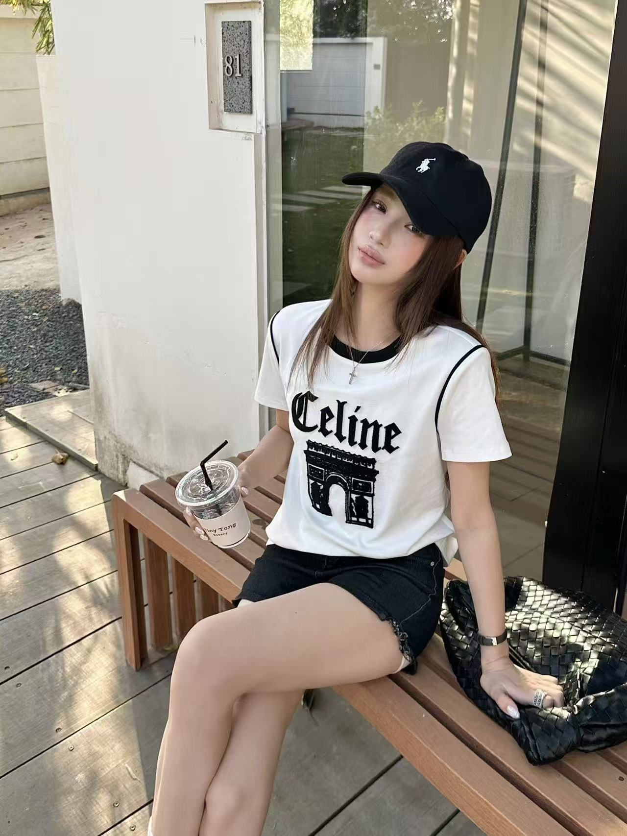 CEL1NE カラーブロックレターTシャツ【50％割引+送料無料】