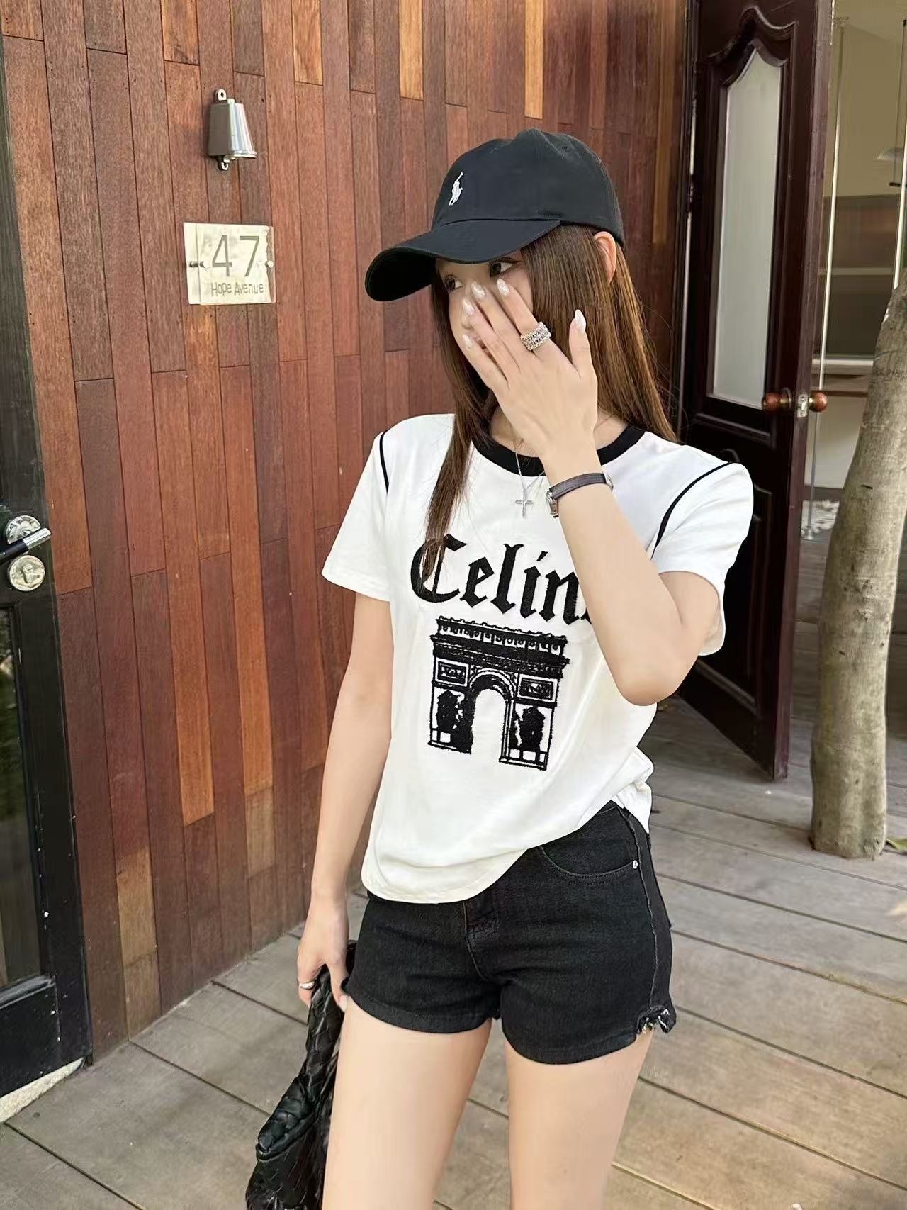 CEL1NE カラーブロックレターTシャツ【50％割引+送料無料】