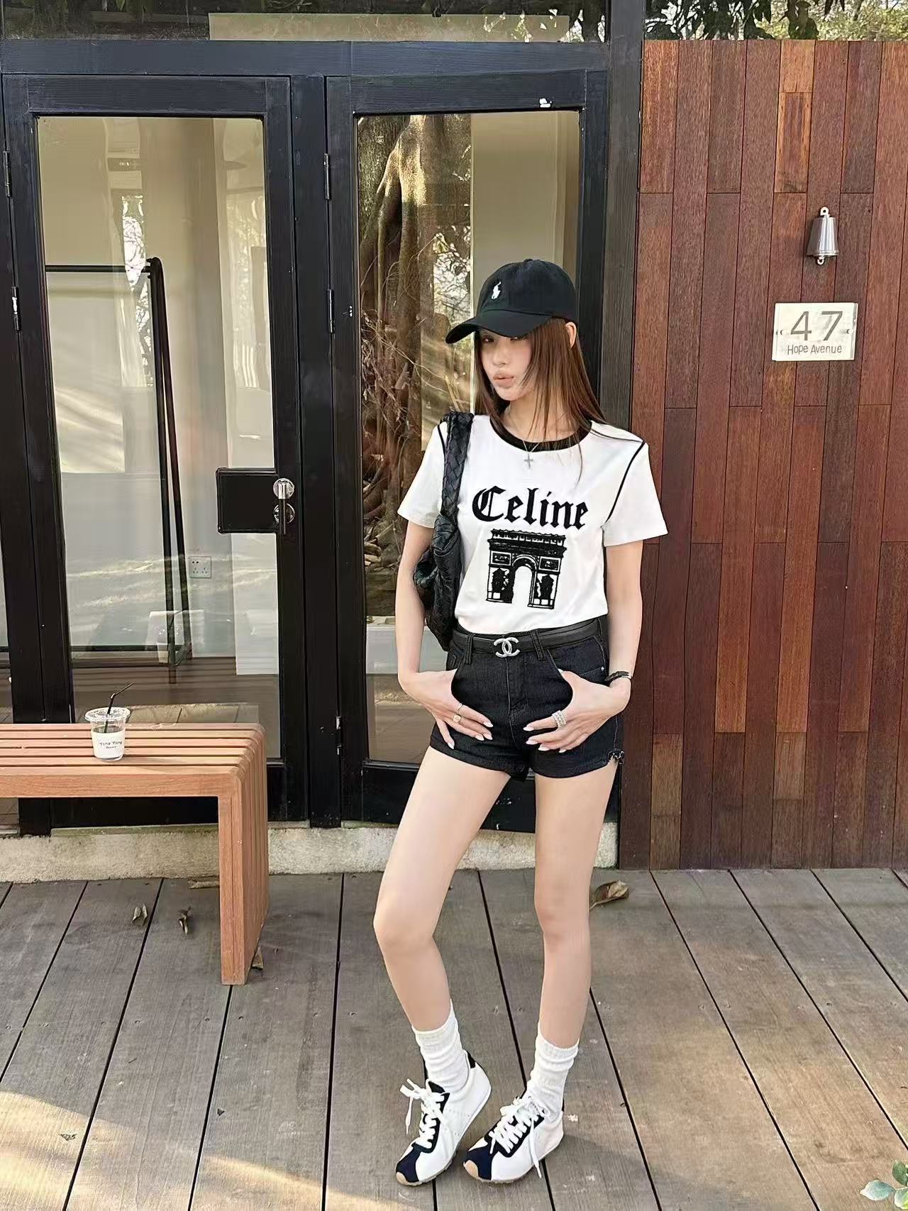 CEL1NE カラーブロックレターTシャツ【50％割引+送料無料】