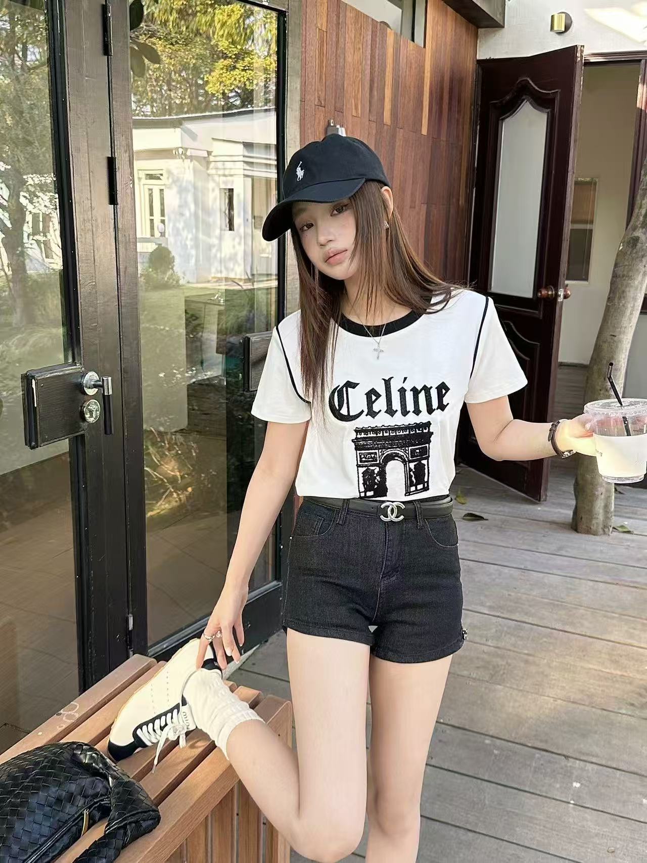 CEL1NE カラーブロックレターTシャツ【50％割引+送料無料】