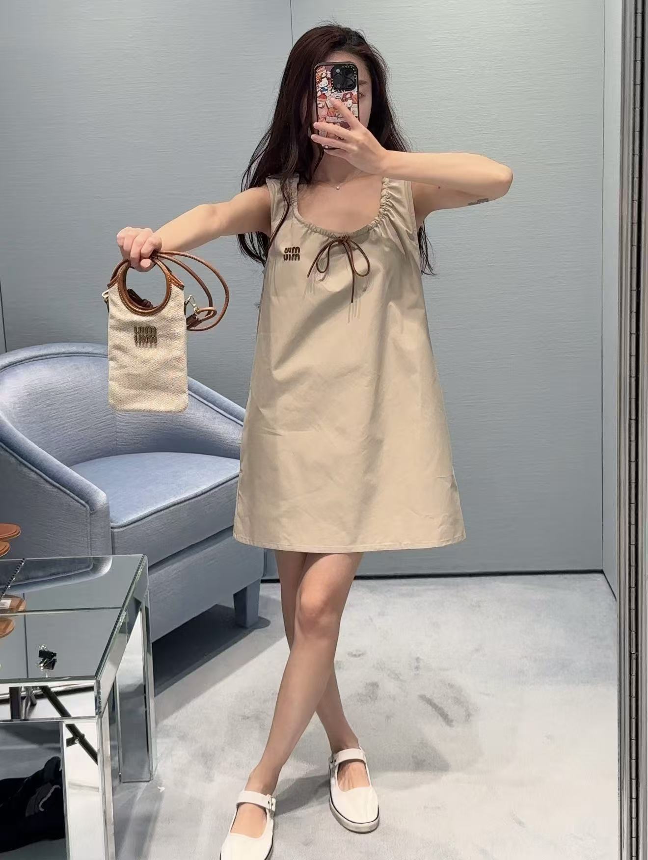 M1UM1U レースアップレターベストドレス【50％割引+送料無料】