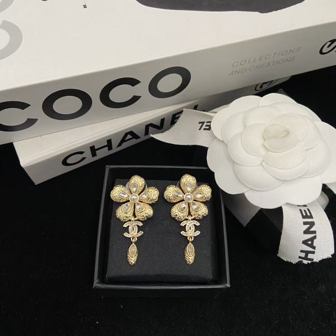 CHANE1 ダブルC ダイヤモンド ウィートピアス【50％割引+送料無料】