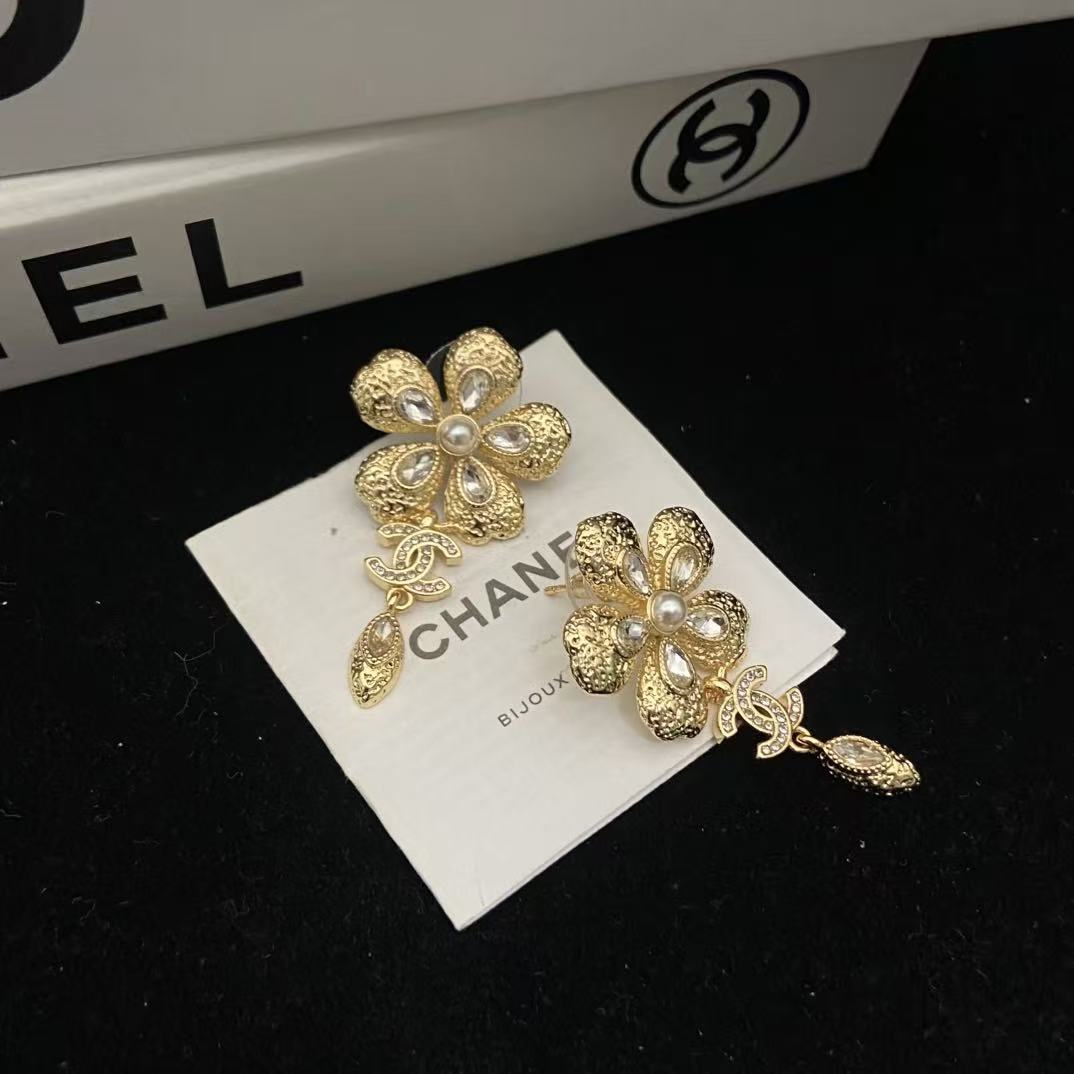 CHANE1 ダブルC ダイヤモンド ウィートピアス【50％割引+送料無料】