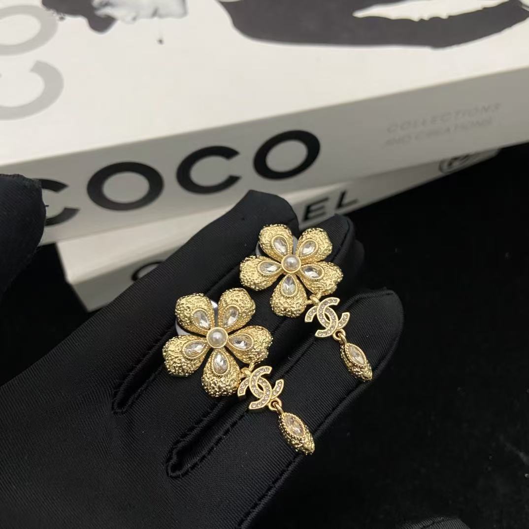 CHANE1 ダブルC ダイヤモンド ウィートピアス【50％割引+送料無料】