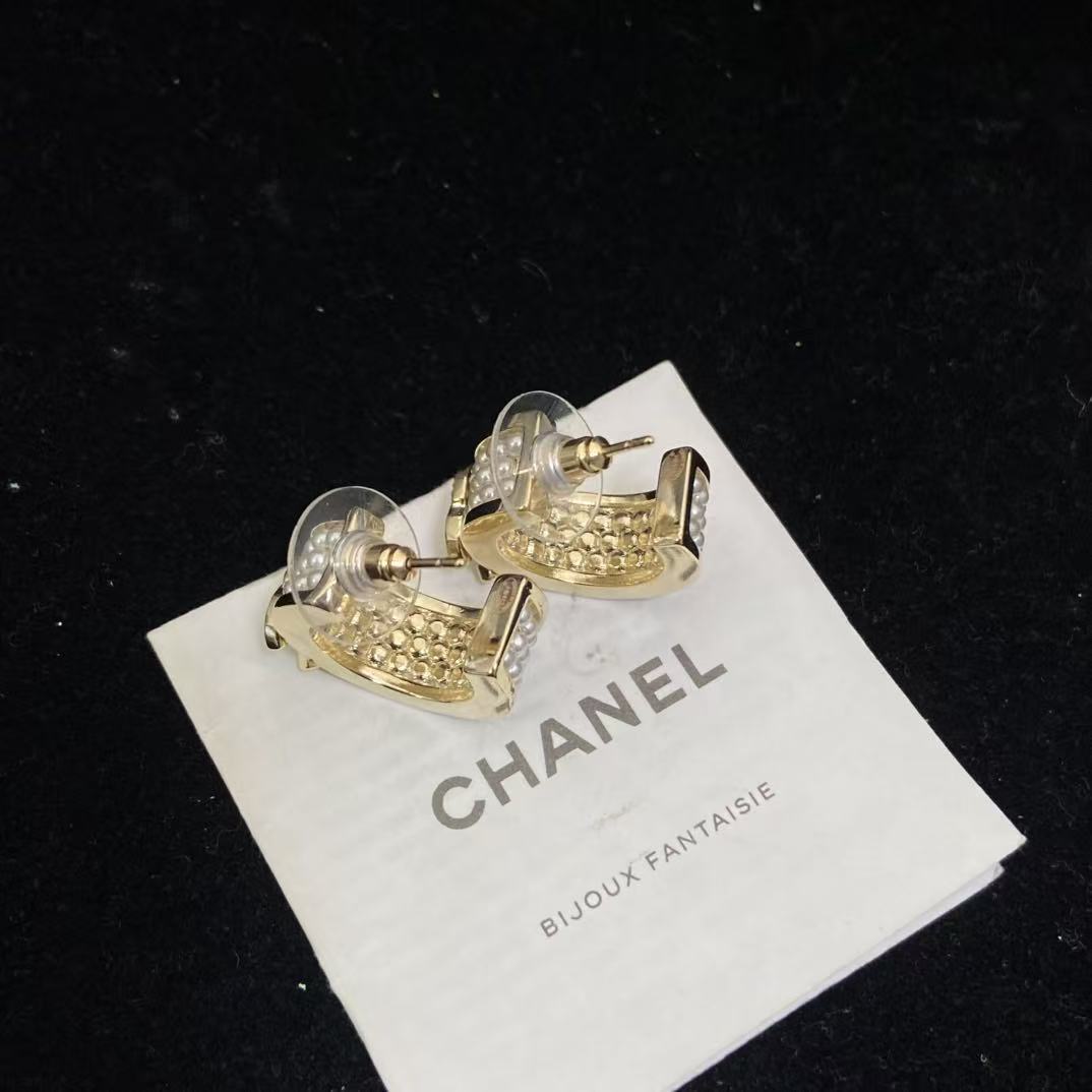 CHANE1 ダブルCパールフープピアス【50％割引+送料無料】