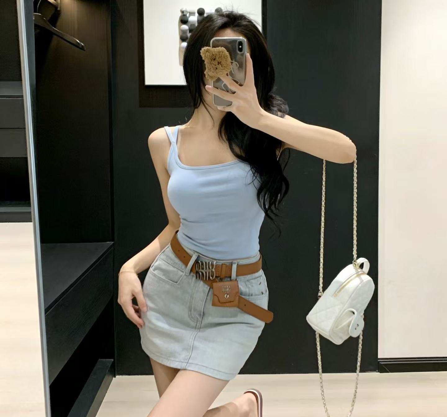 M1UM1U デニムベルトスカート【50％割引+送料無料】