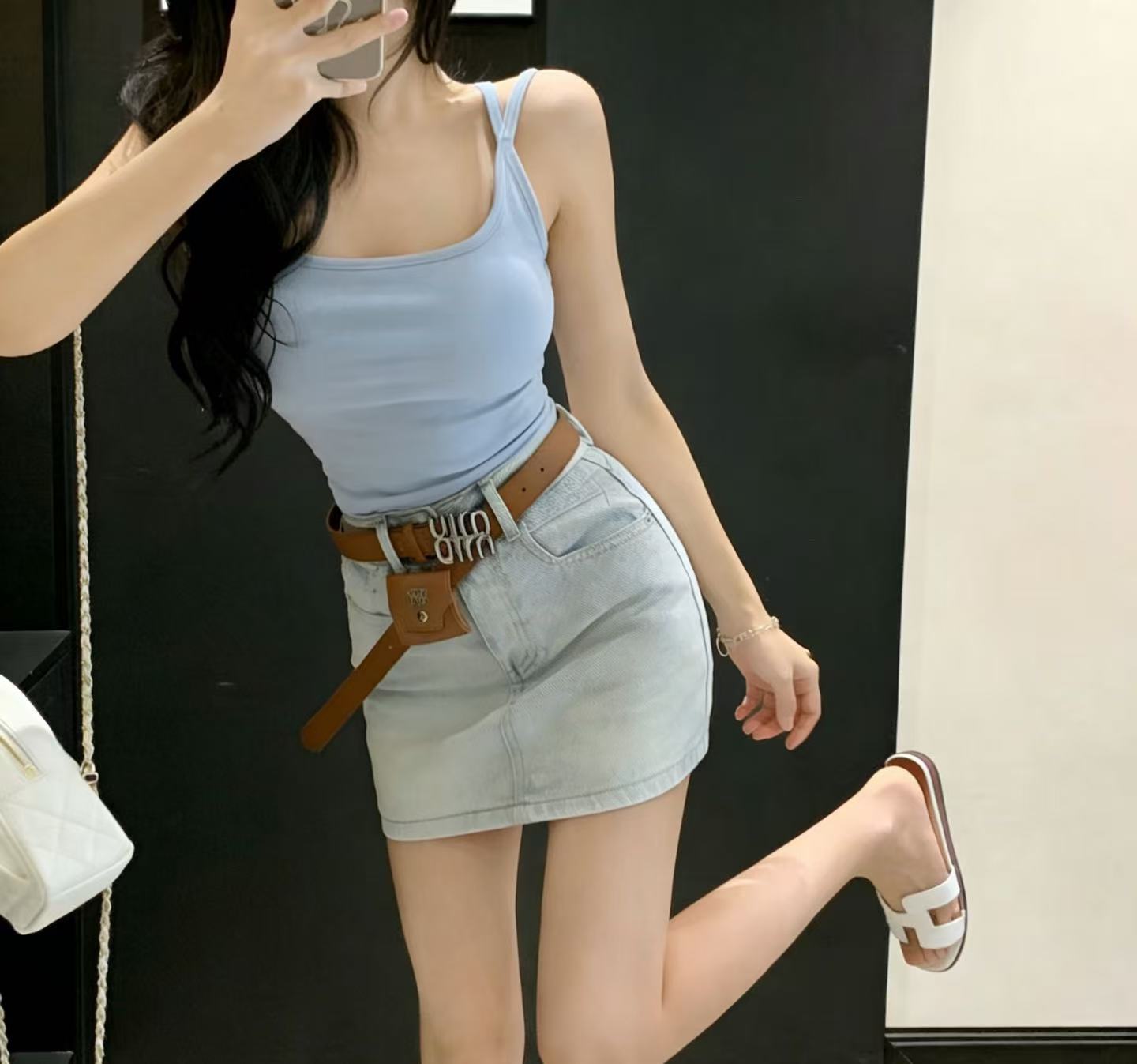 M1UM1U デニムベルトスカート【50％割引+送料無料】