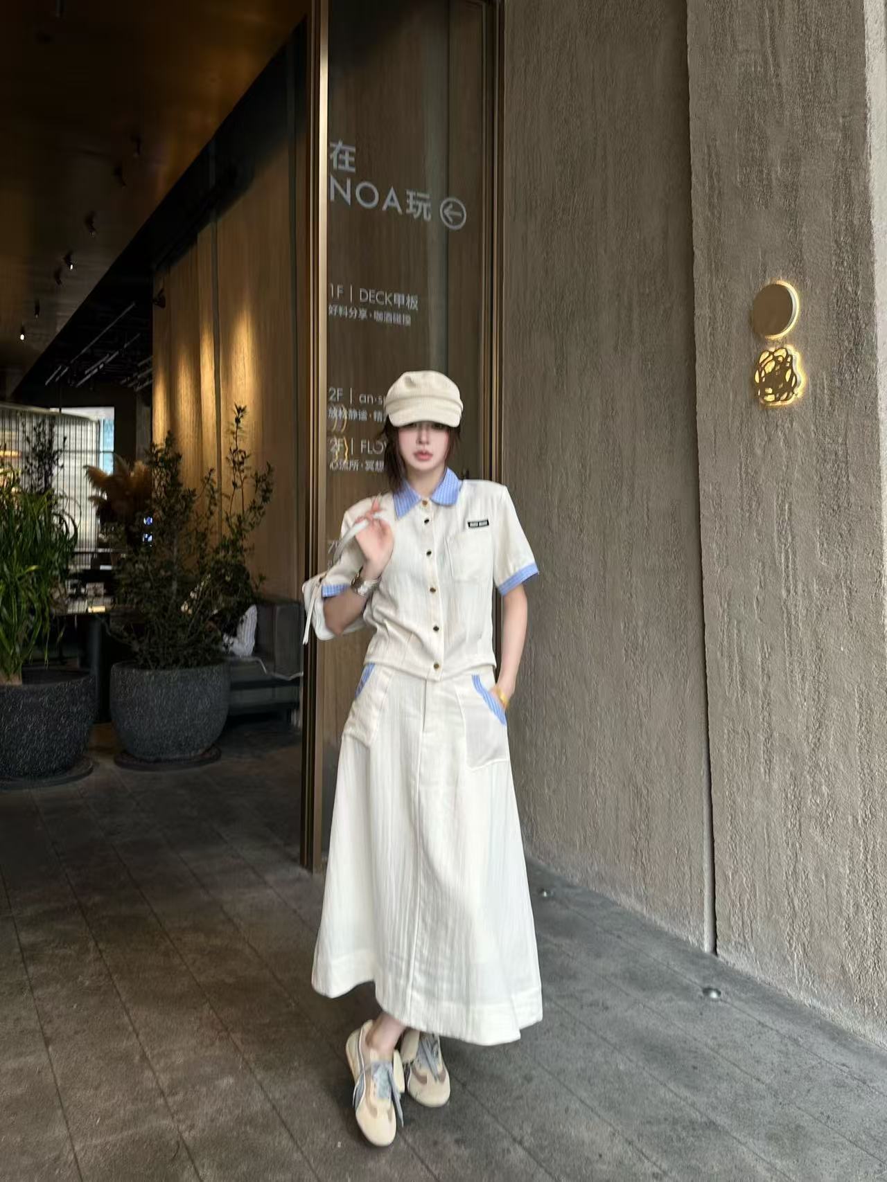 M1UM1U ボタンダウンシャツ＆スカート 2点セット【50％割引+送料無料】