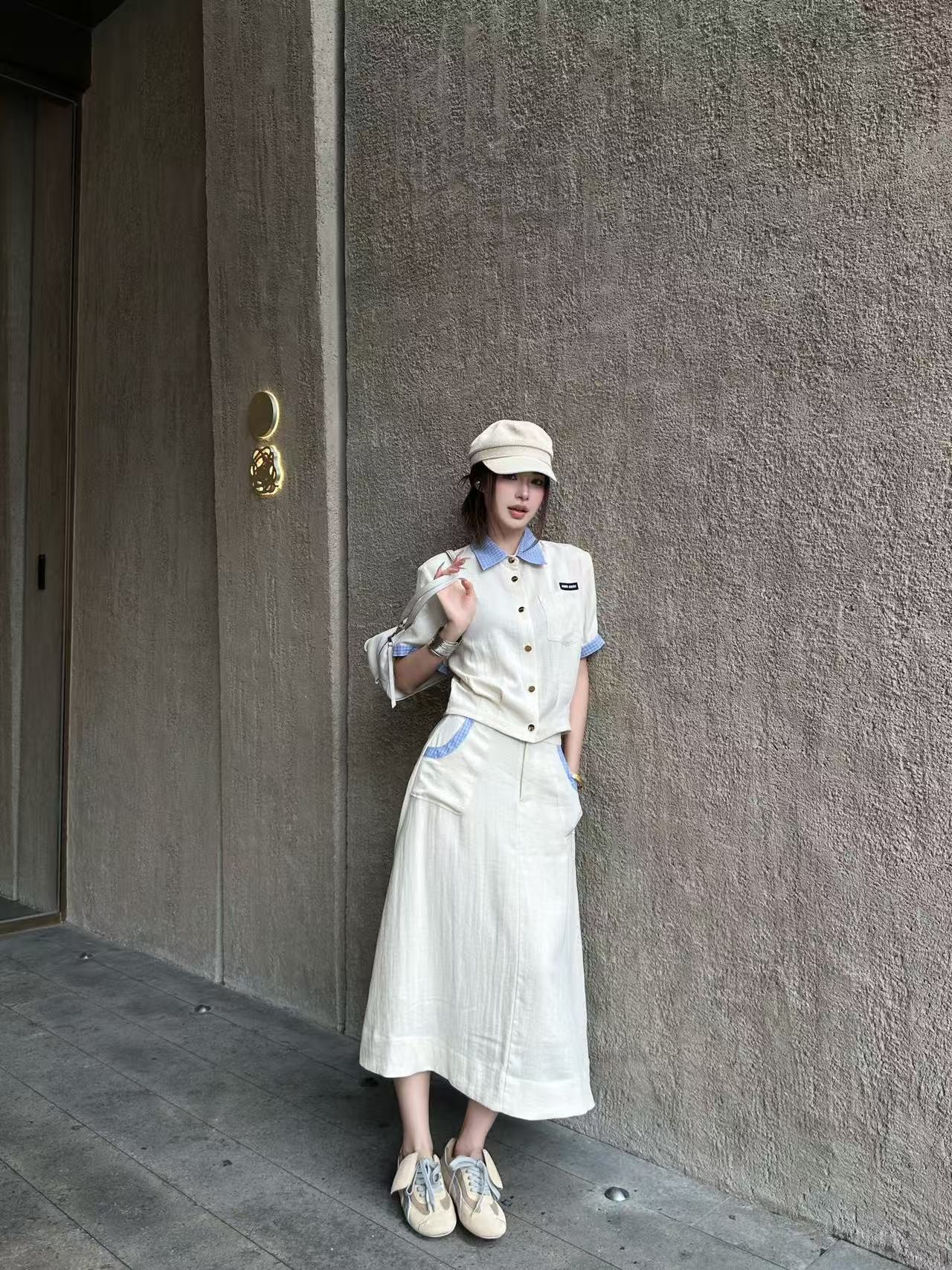 M1UM1U ボタンダウンシャツ＆スカート 2点セット【50％割引+送料無料】