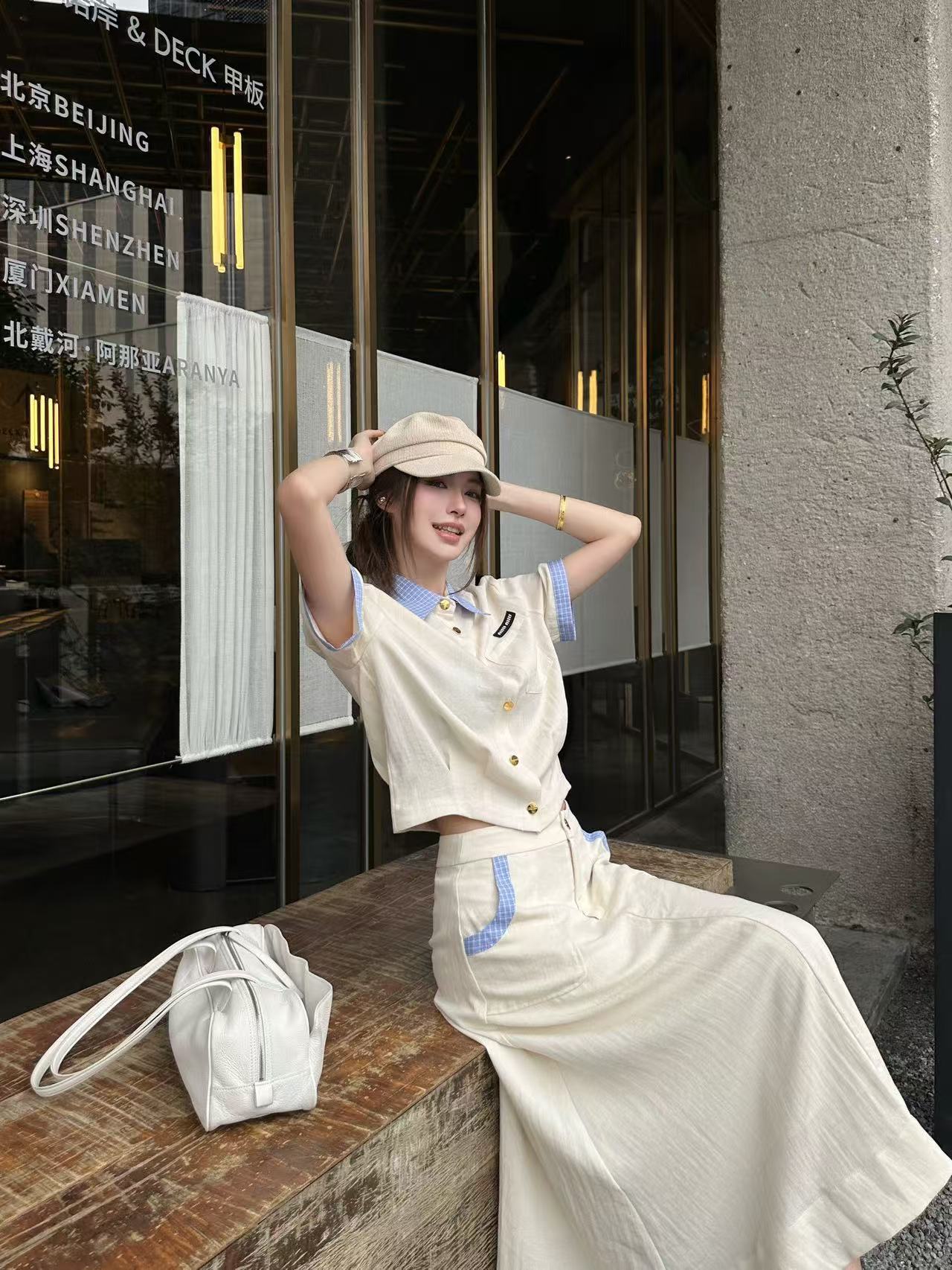 M1UM1U ボタンダウンシャツ＆スカート 2点セット【50％割引+送料無料】