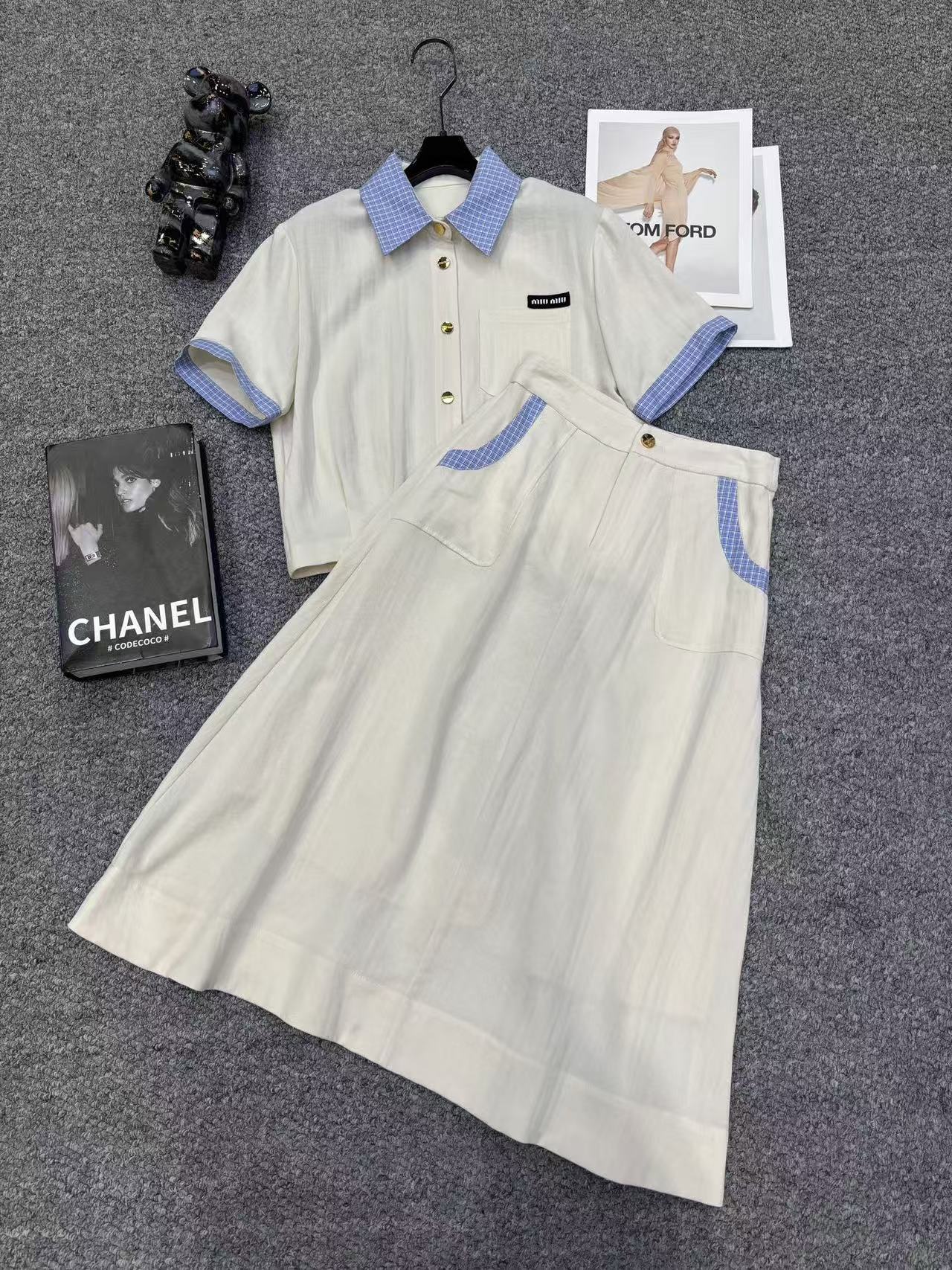 M1UM1U ボタンダウンシャツ＆スカート 2点セット【50％割引+送料無料】