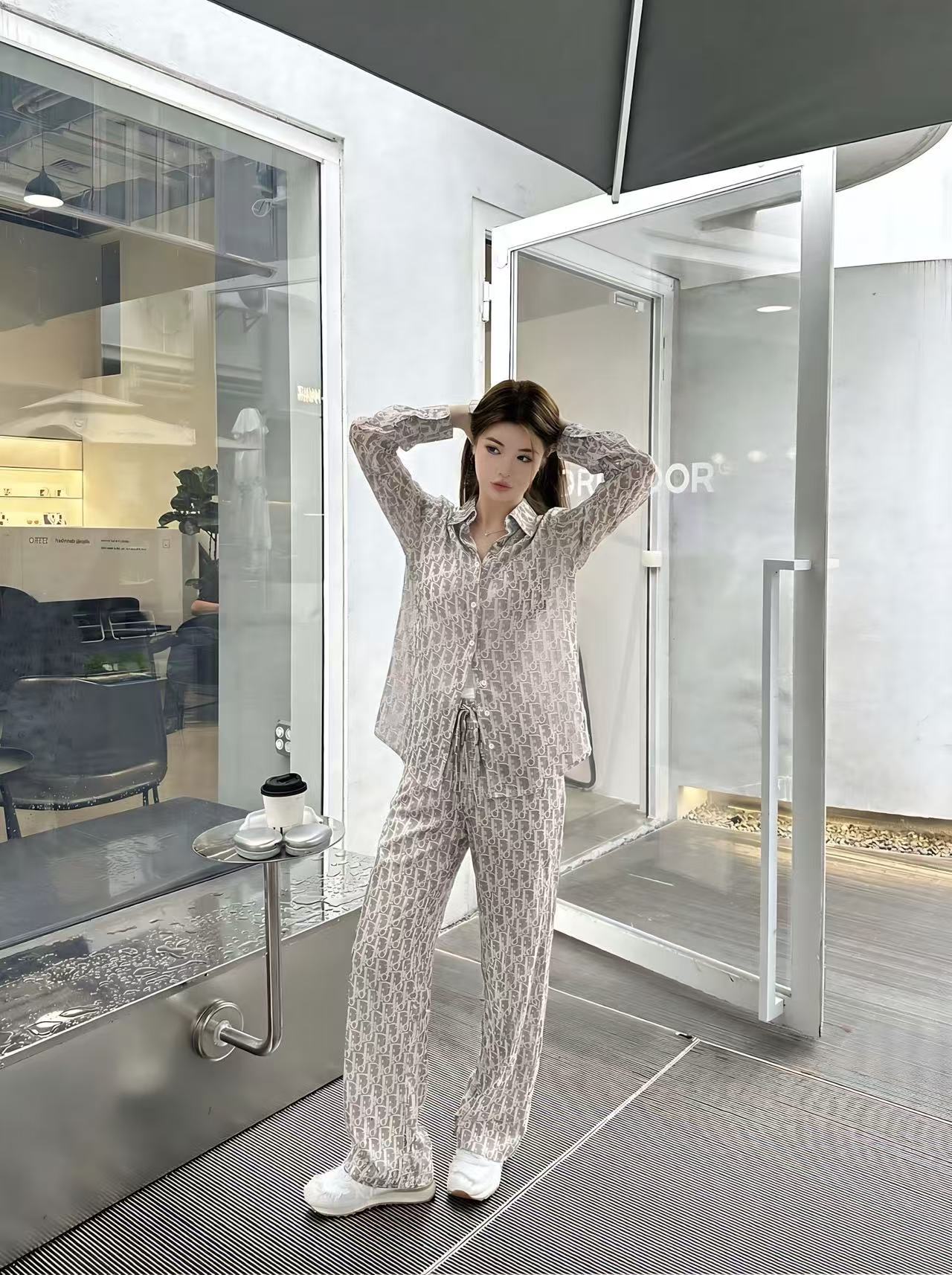 DIOR プリントシャツ＆トラウザーズ 2ピースセット【50％割引+送料無料】