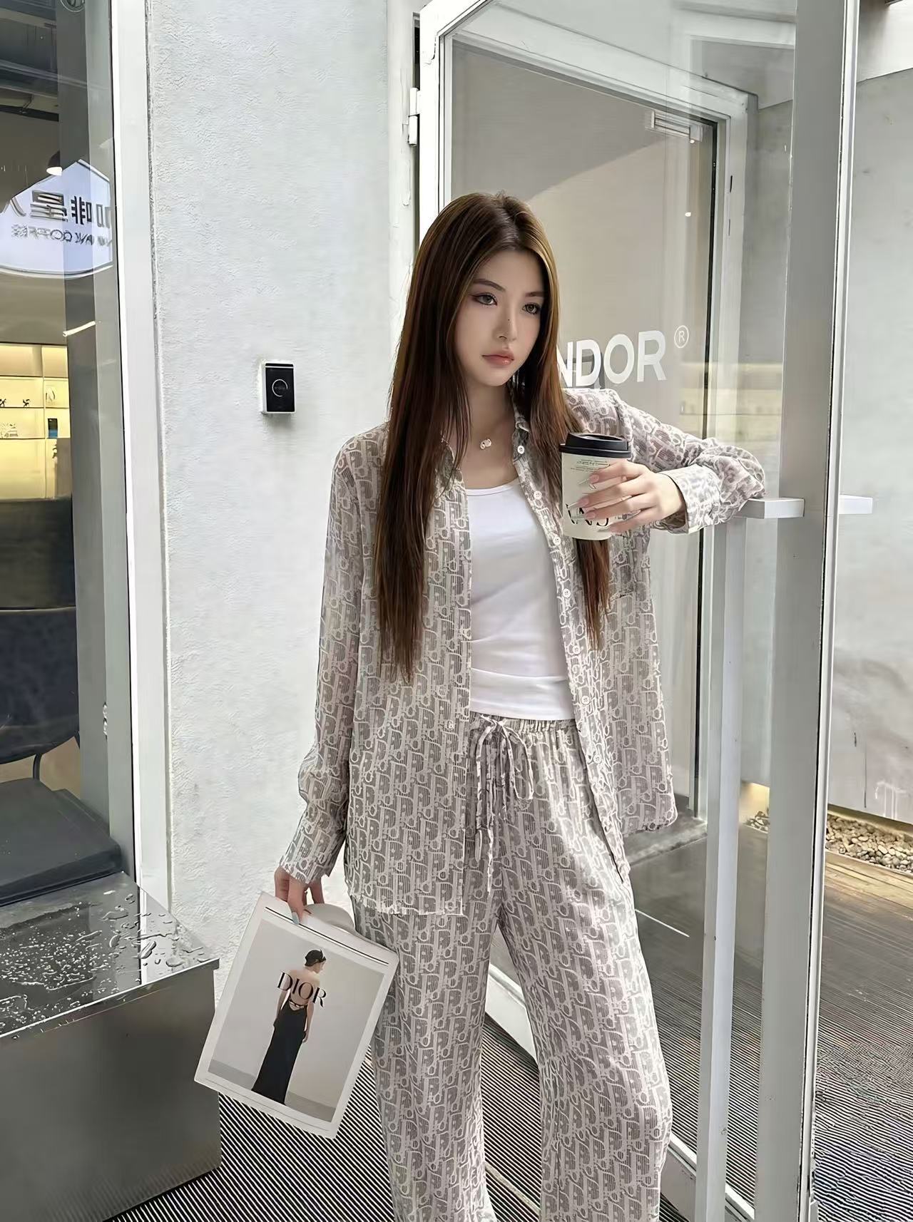 DIOR プリントシャツ＆トラウザーズ 2ピースセット【50％割引+送料無料】