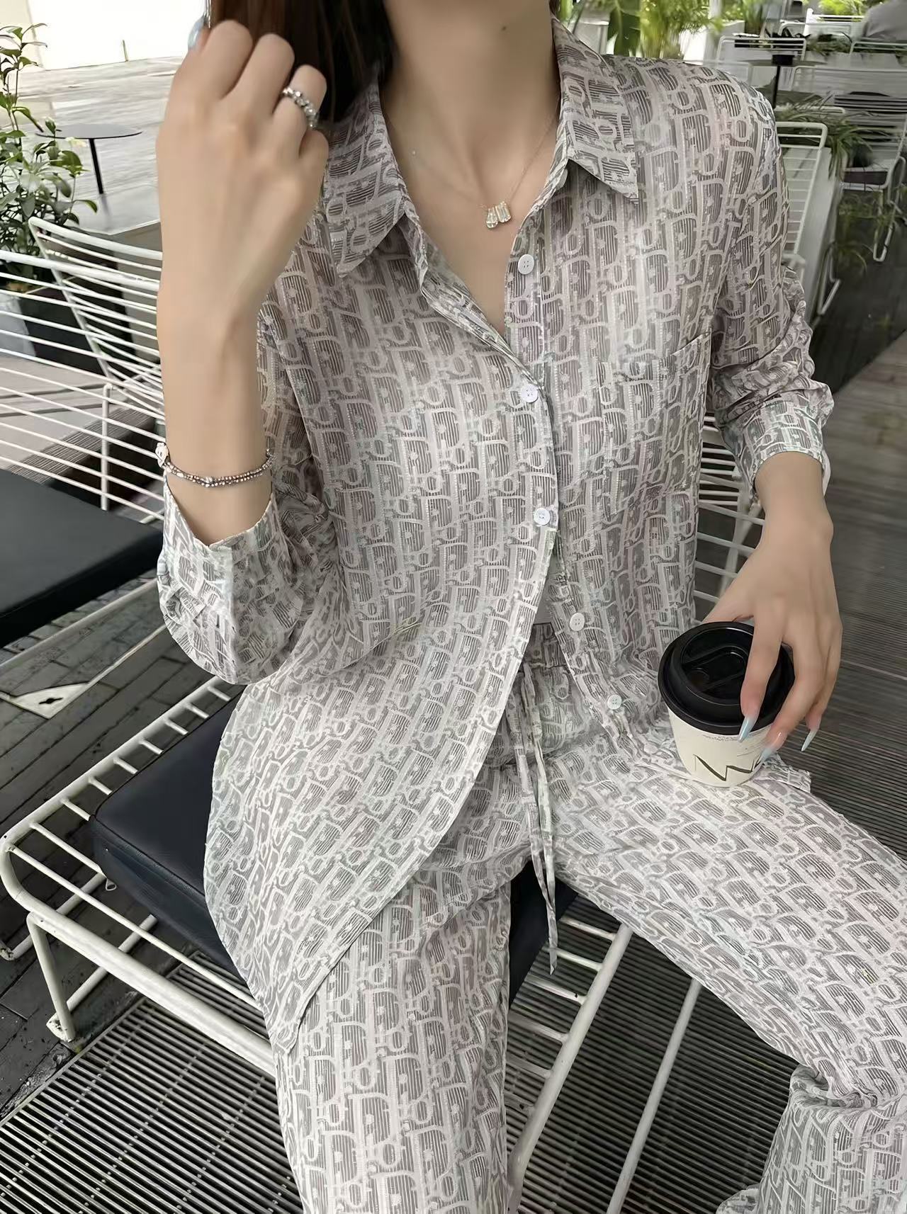 DIOR プリントシャツ＆トラウザーズ 2ピースセット【50％割引+送料無料】