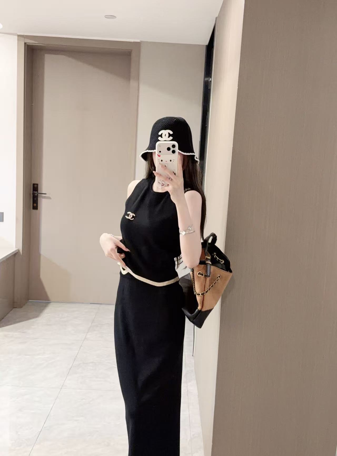 CHANE1 ダブルC ウールベスト＋スカート ツーピースセット【50％割引+送料無料】