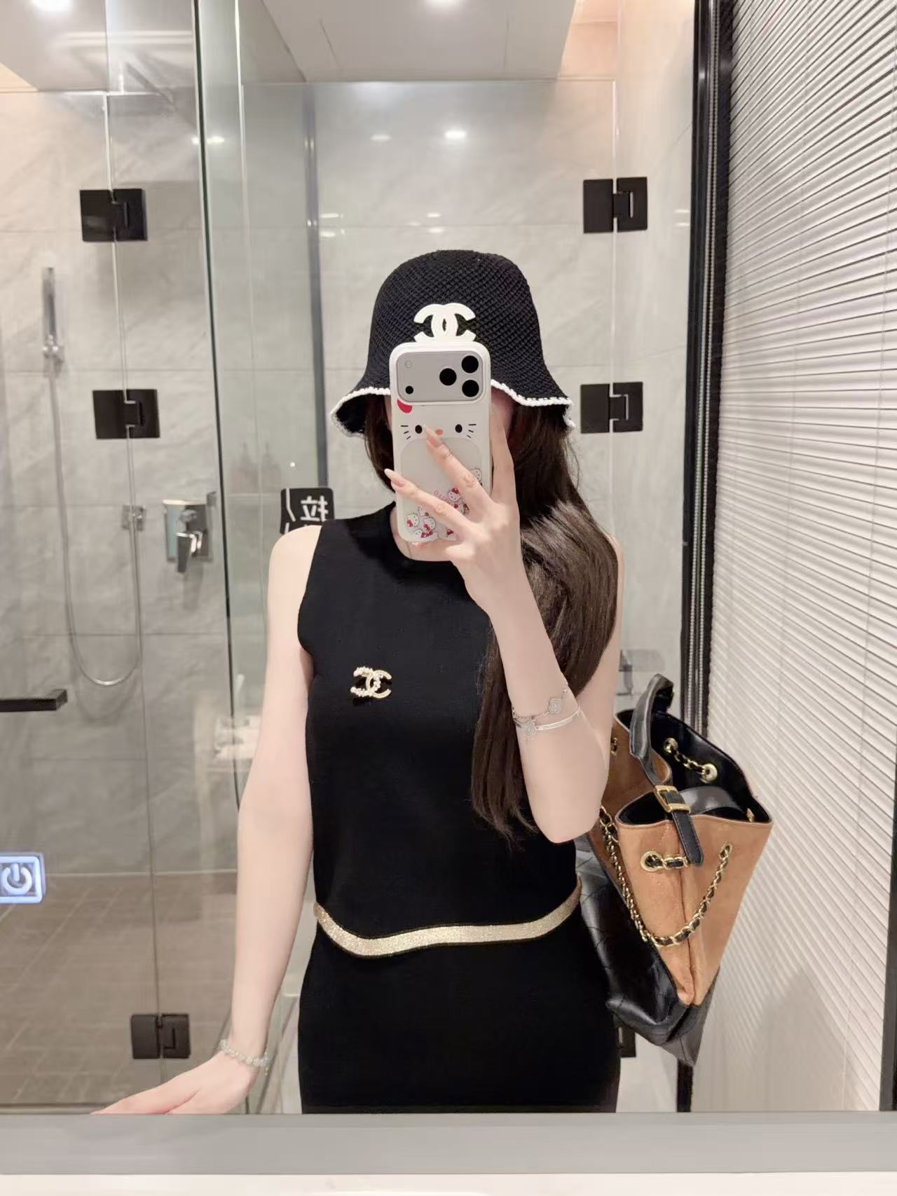 CHANE1 ダブルC ウールベスト＋スカート ツーピースセット【50％割引+送料無料】