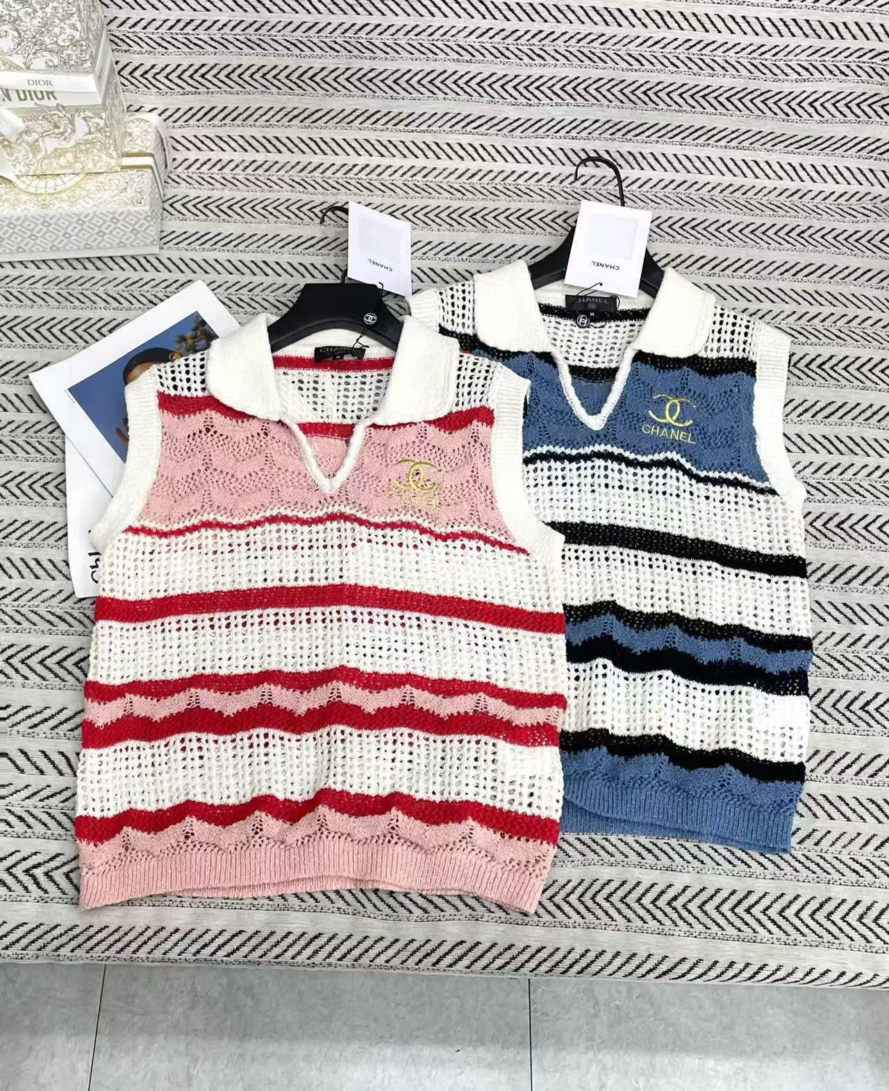 CHANE1 ストライプ刺繍入りゴールド糸ウールセーター【50％割引+送料無料】