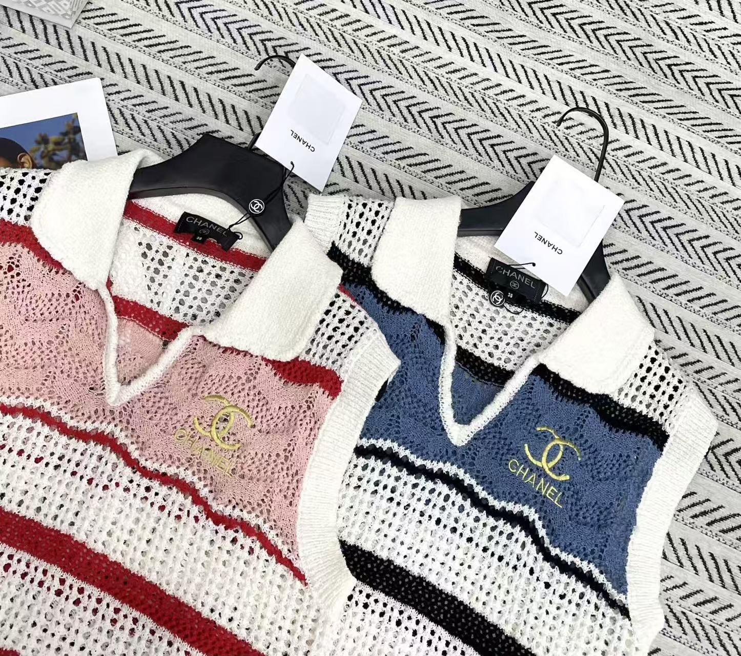 CHANE1 ストライプ刺繍入りゴールド糸ウールセーター【50％割引+送料無料】