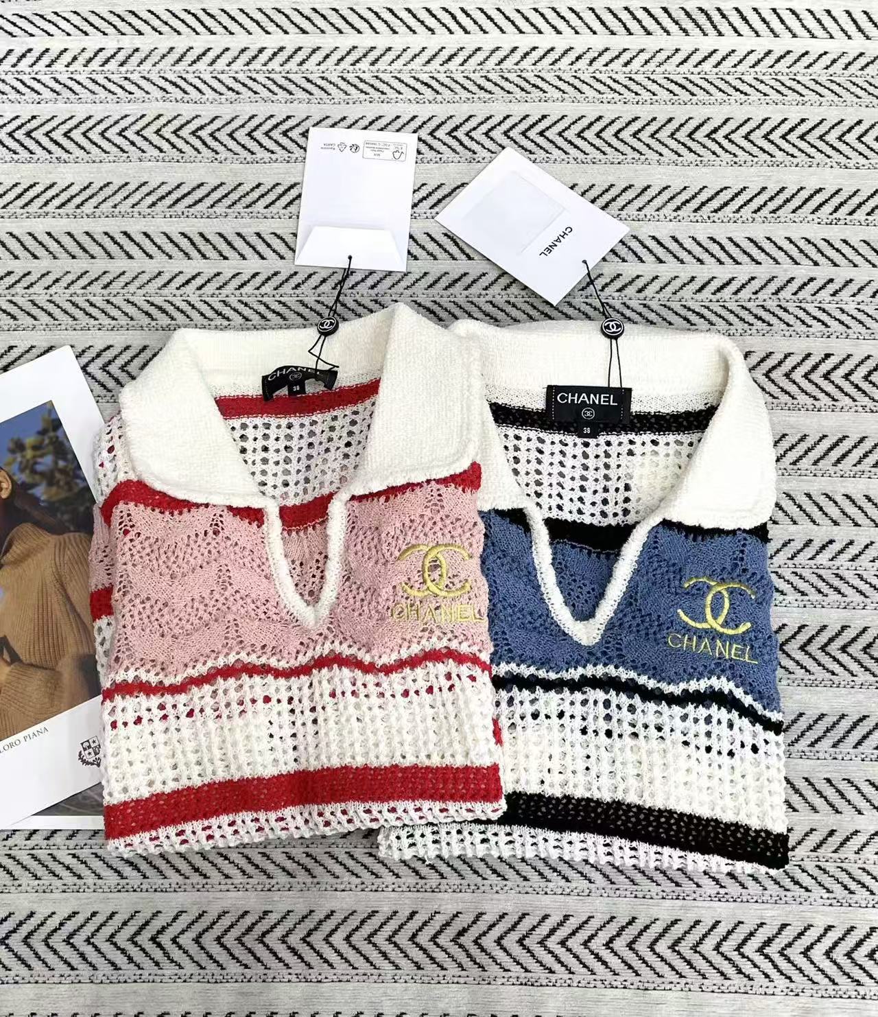 CHANE1 ストライプ刺繍入りゴールド糸ウールセーター【50％割引+送料無料】