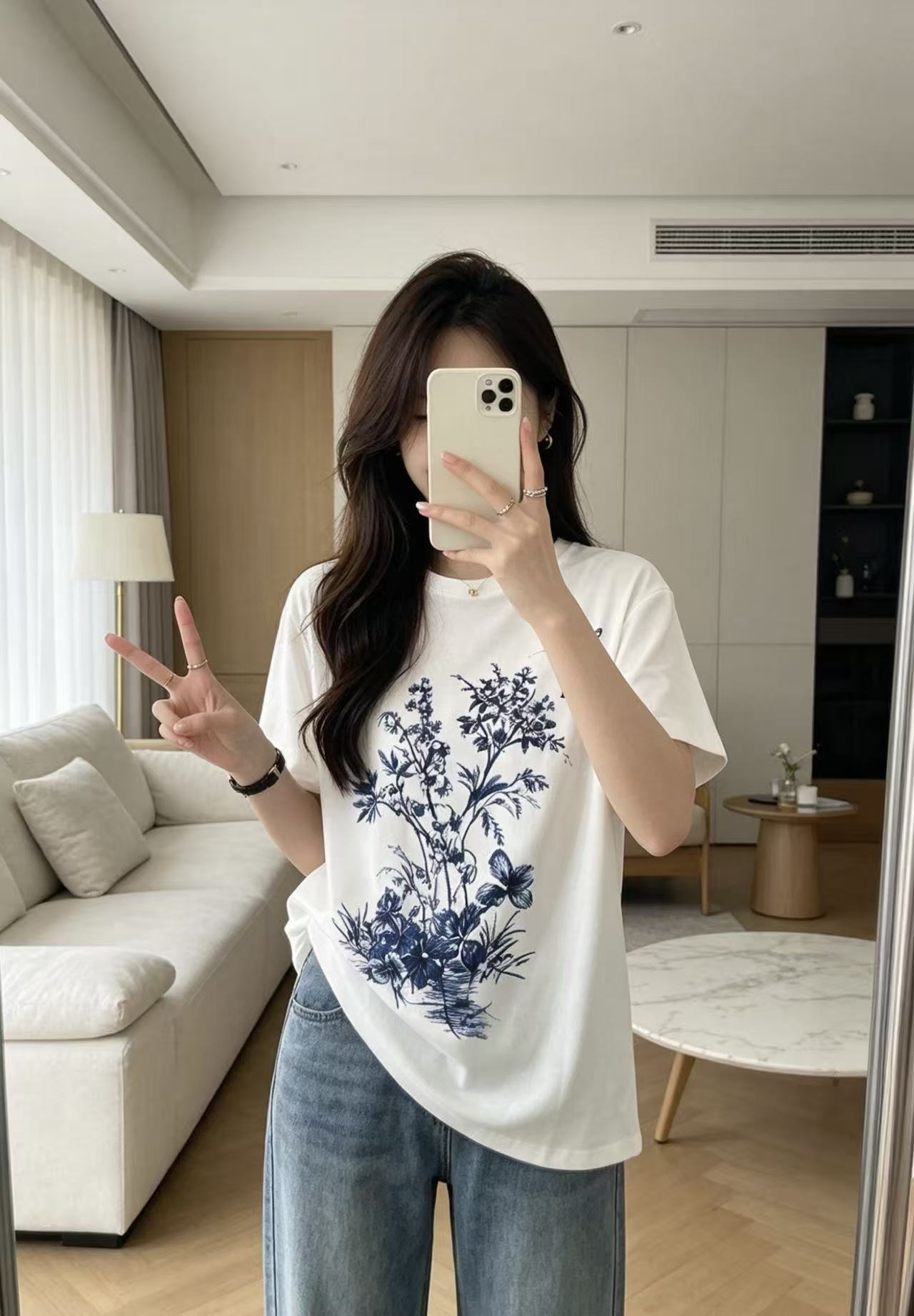 DIOR バタフライ＆レタープリント Tシャツ【50％割引+送料無料】