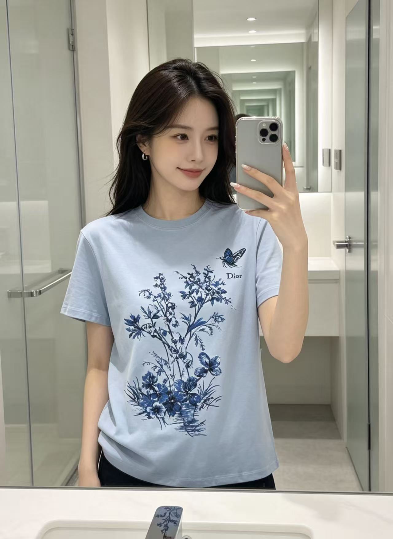 DIOR バタフライ＆レタープリント Tシャツ【50％割引+送料無料】