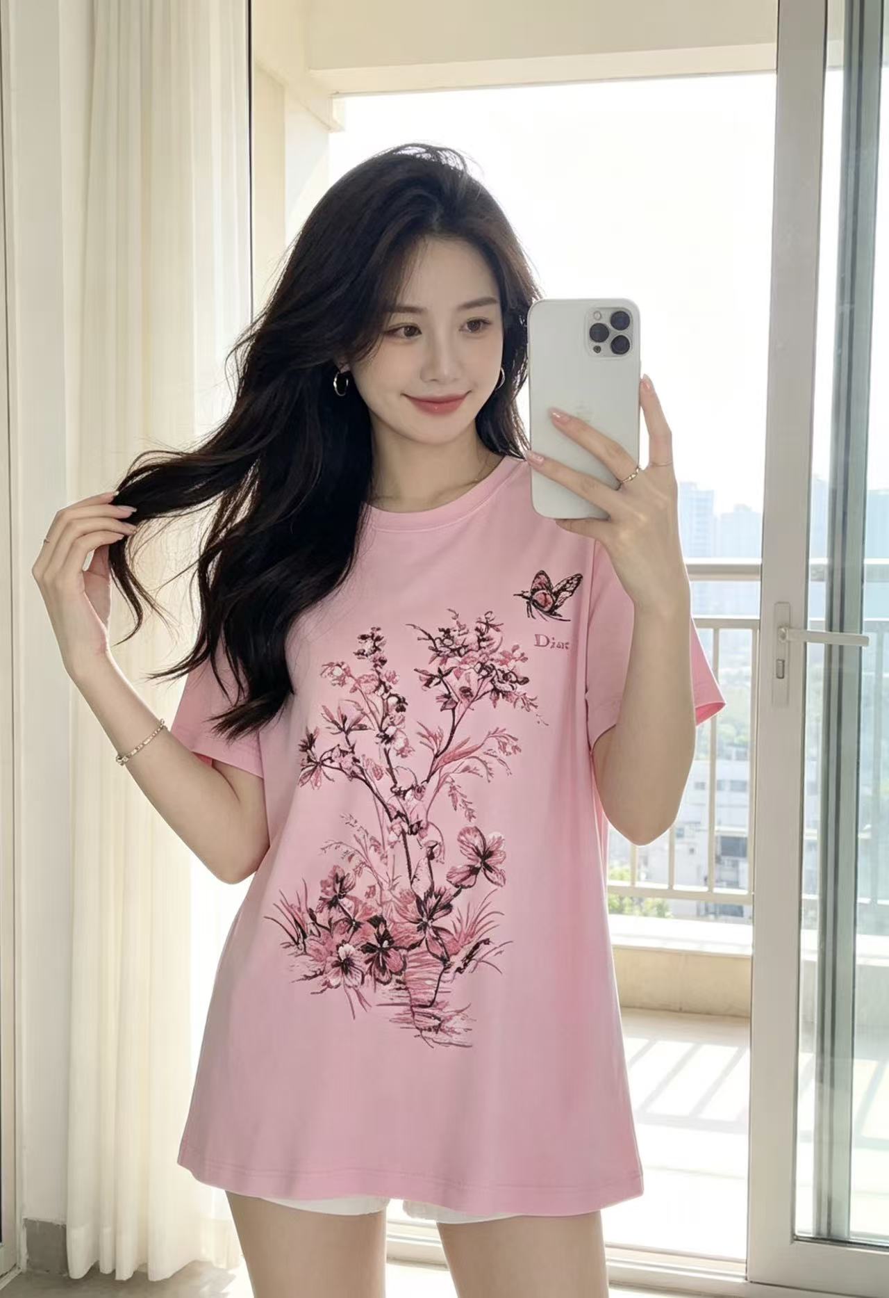 DIOR バタフライ＆レタープリント Tシャツ【50％割引+送料無料】