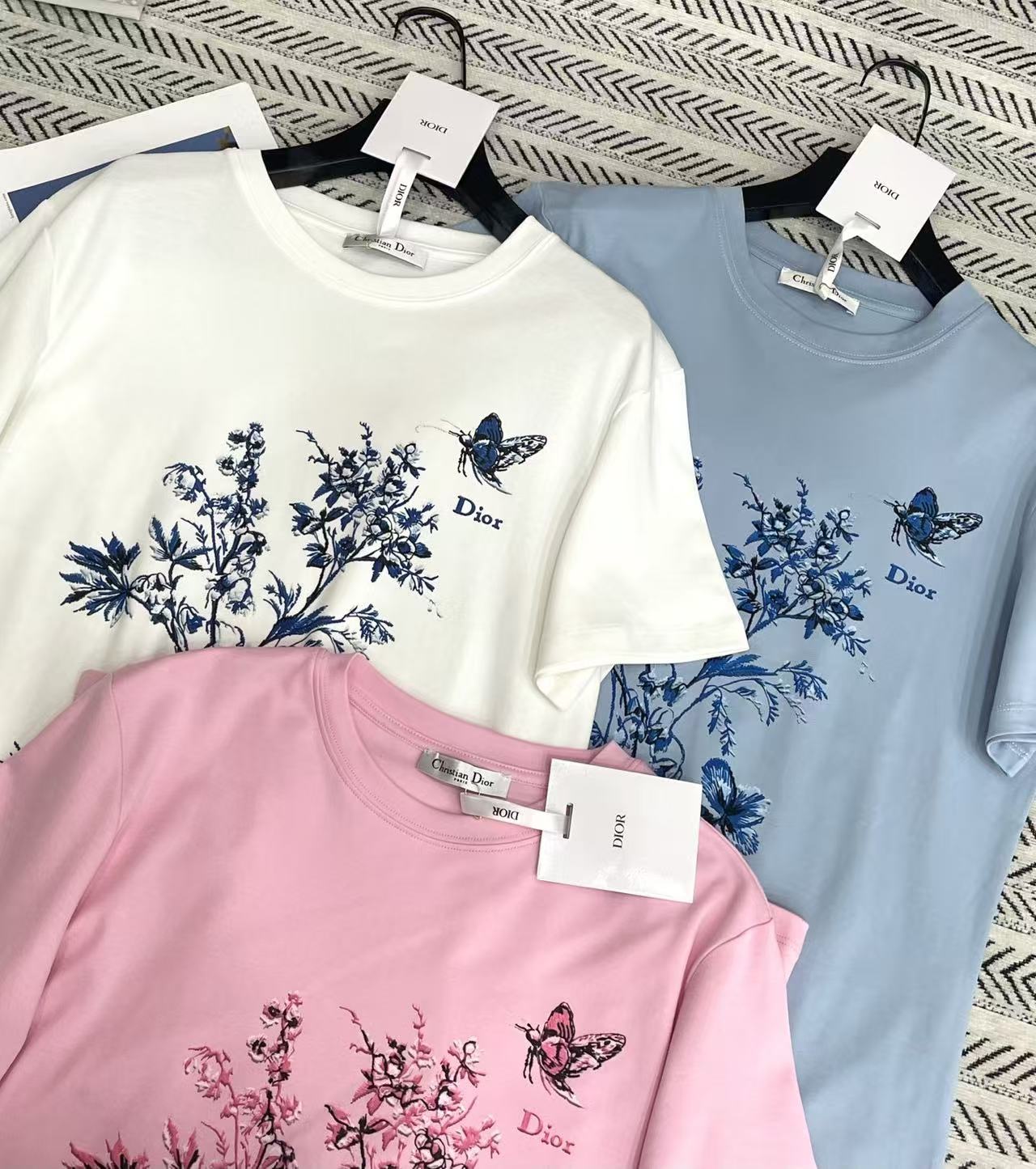 DIOR バタフライ＆レタープリント Tシャツ【50％割引+送料無料】