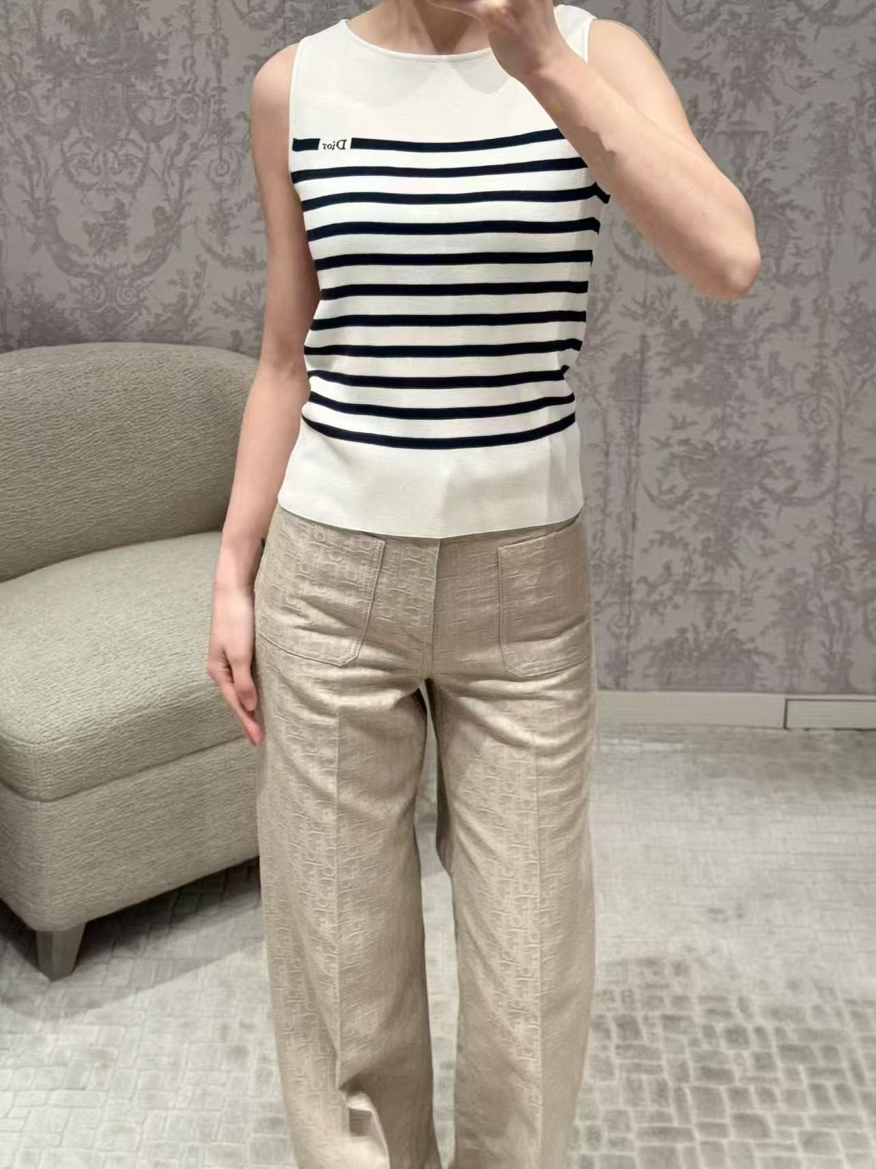 DIOR ストライプ レタリング ウールベスト【50％割引+送料無料】