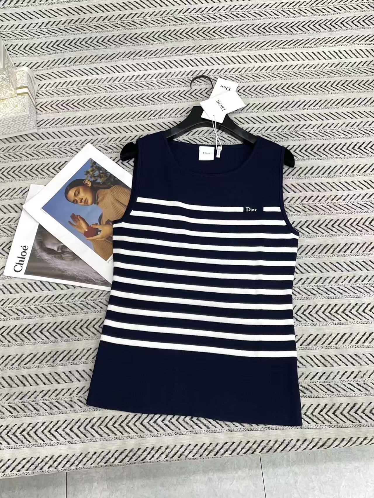 DIOR ストライプ レタリング ウールベスト【50％割引+送料無料】