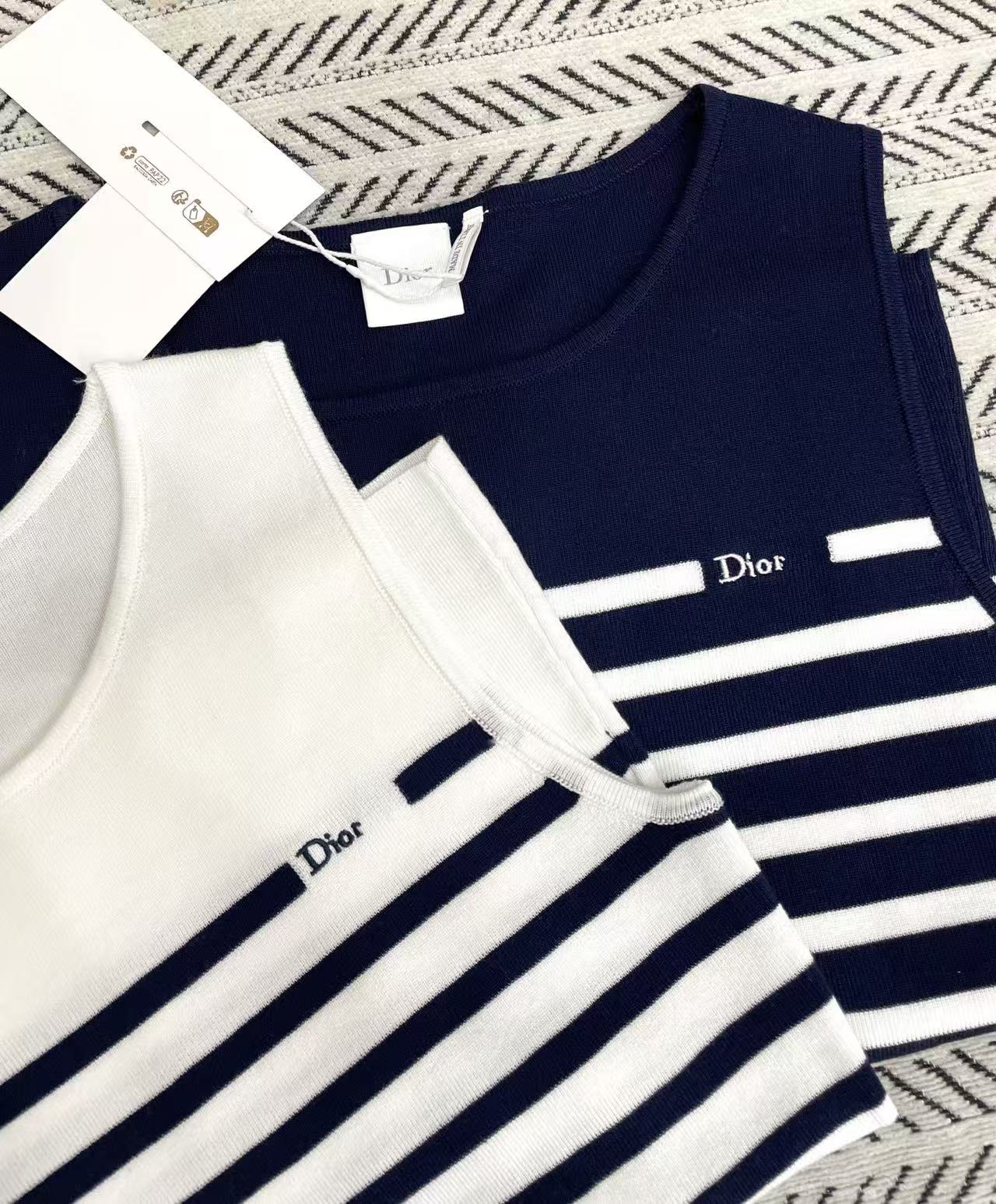 DIOR ストライプ レタリング ウールベスト【50％割引+送料無料】