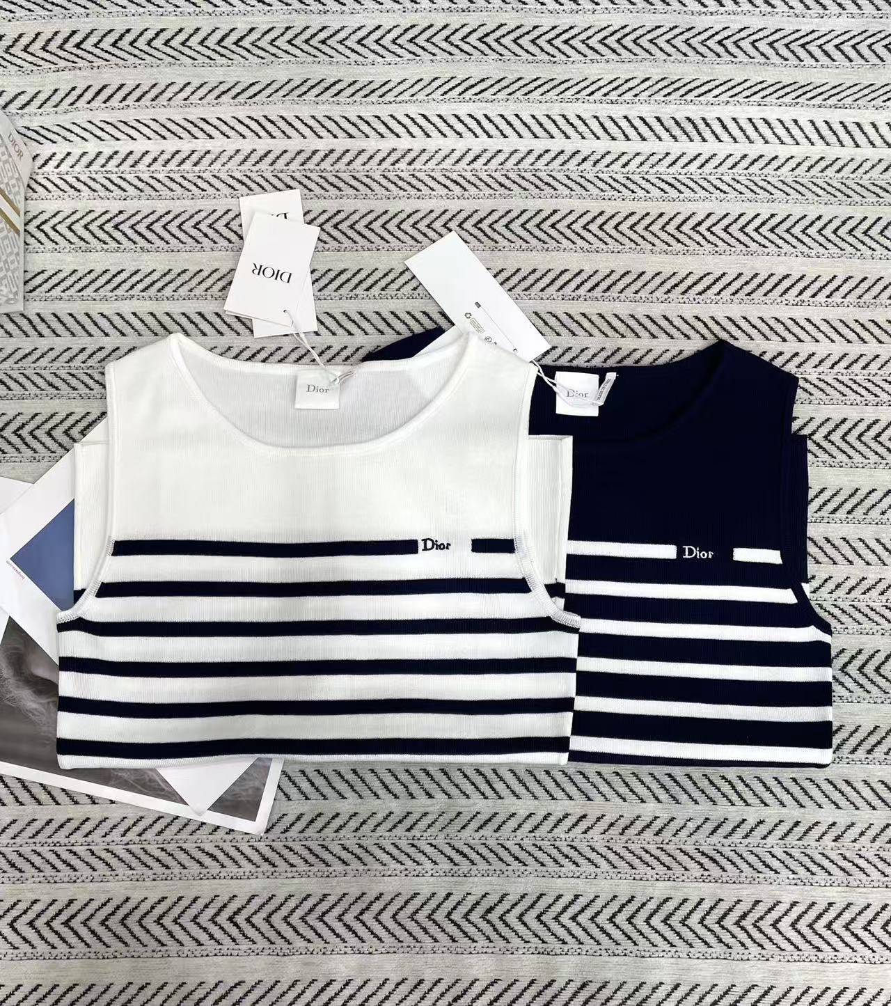 DIOR ストライプ レタリング ウールベスト【50％割引+送料無料】