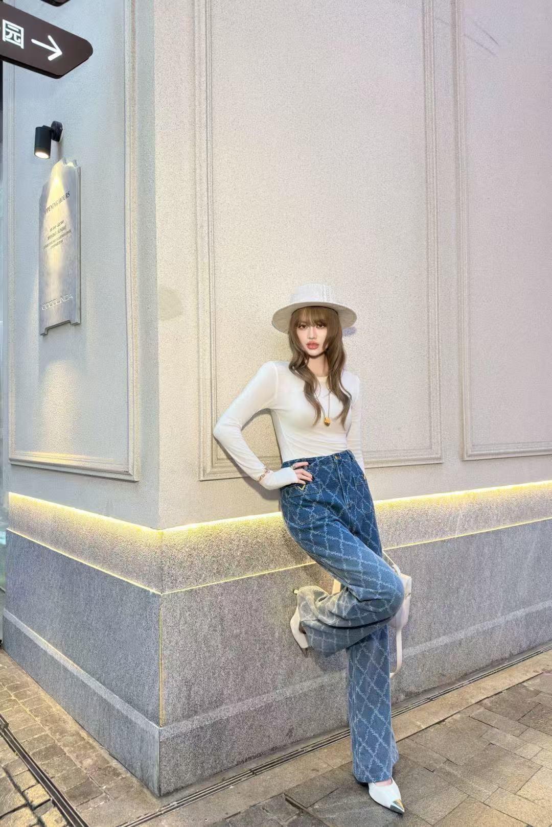 VALENT1NO ツーポケット チェック柄フレアジーンズ【50％割引+送料無料】