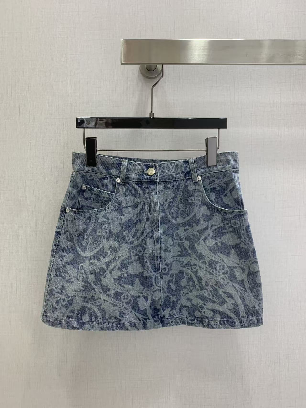 LVプリント デニムスカート＆ジャケット 2点セット【50％割引+送料無料】