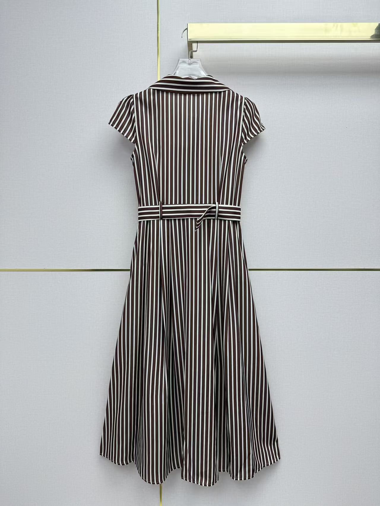 DIOR ストライプ柄襟付きワンピース【50％割引+送料無料】