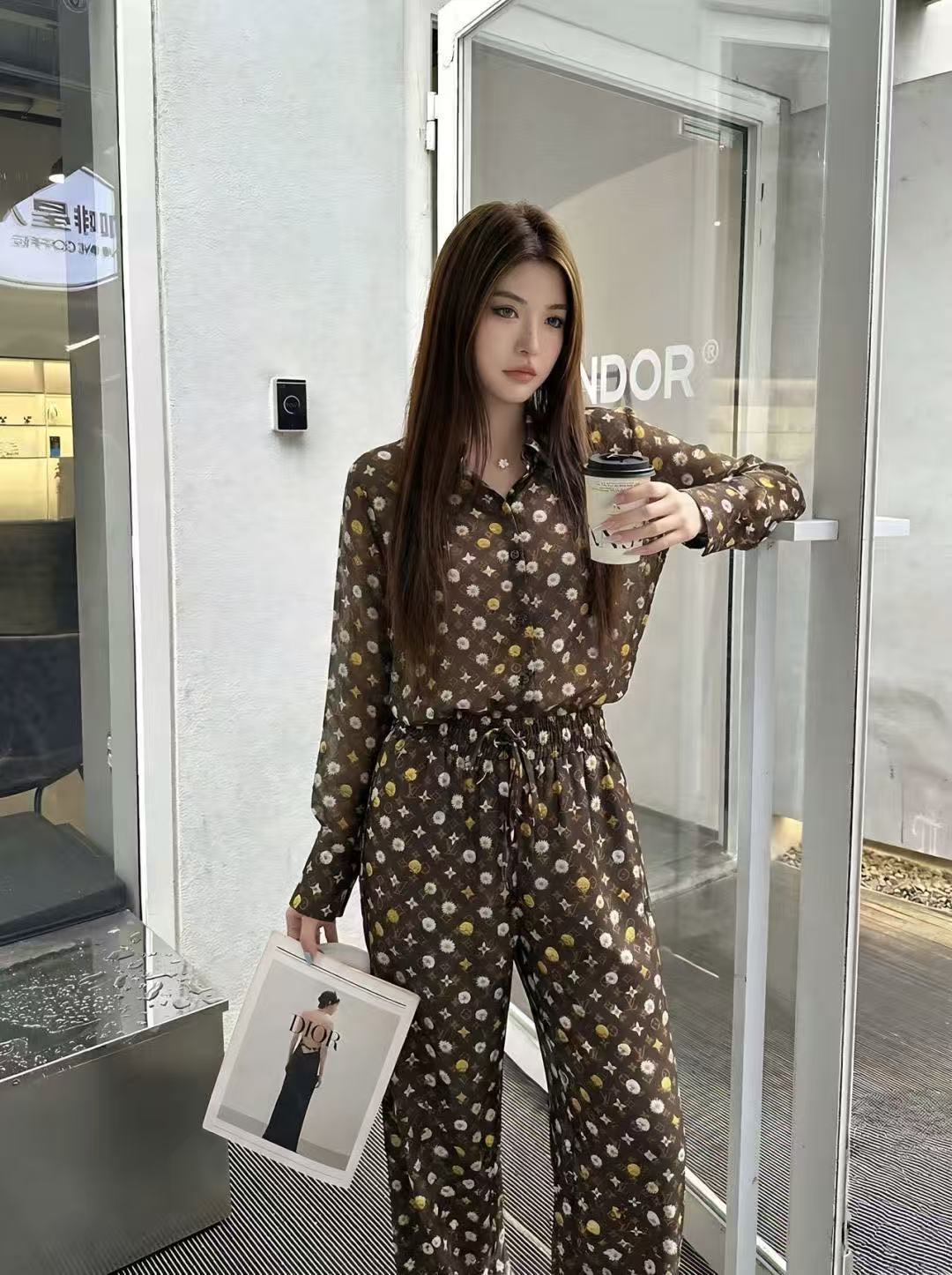 LVプリント シャツ＆トラウザーズ 2ピースセット【50％割引+送料無料】