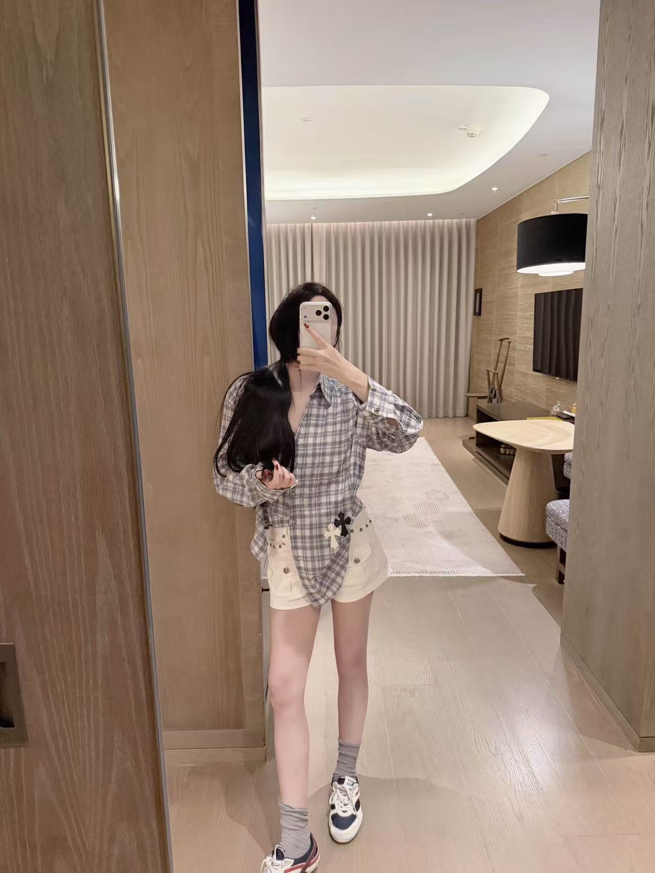 Chr0me Heartsゆったりとしたチェックシャツ【50％割引+送料無料】