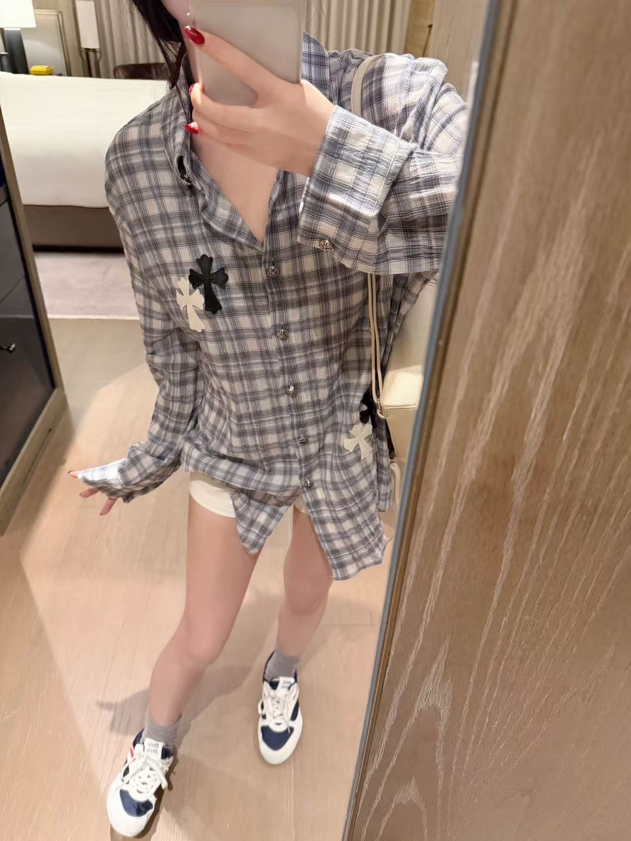 Chr0me Heartsゆったりとしたチェックシャツ【50％割引+送料無料】