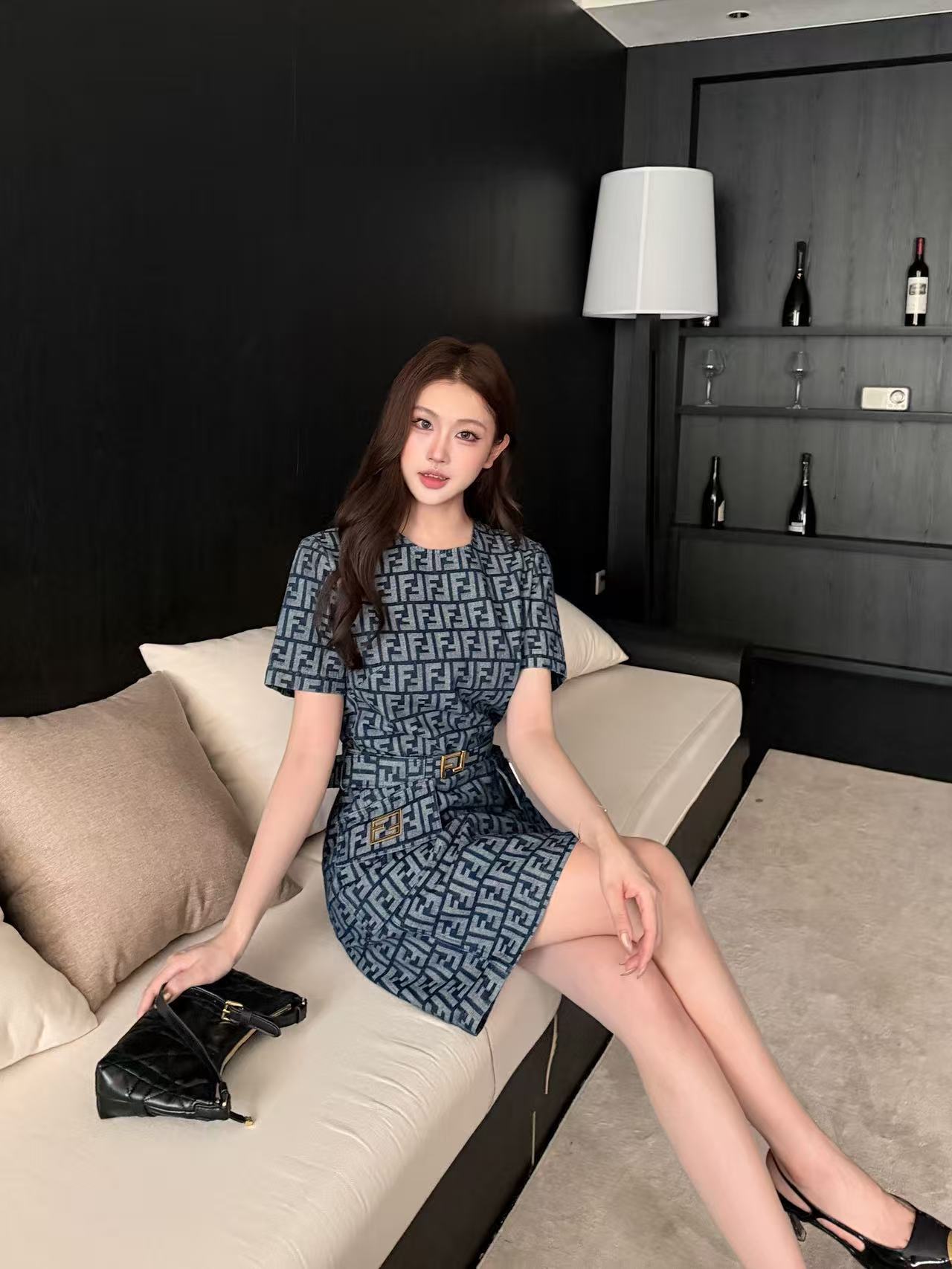 FENDI FF デニム 半袖ワンピース【50％割引+送料無料】