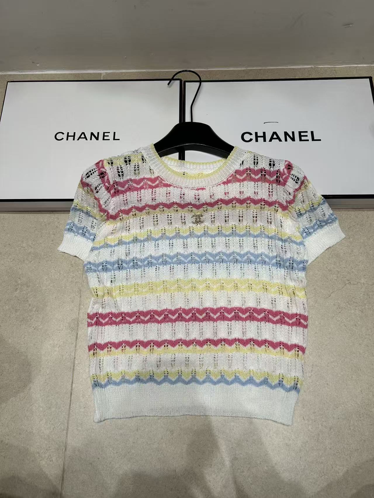 CHANE1 ダブルC カラフルウェーブウールセーター【50％割引+送料無料】