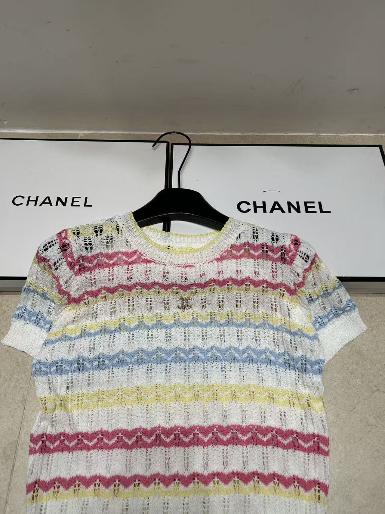 CHANE1 ダブルC カラフルウェーブウールセーター【50％割引+送料無料】