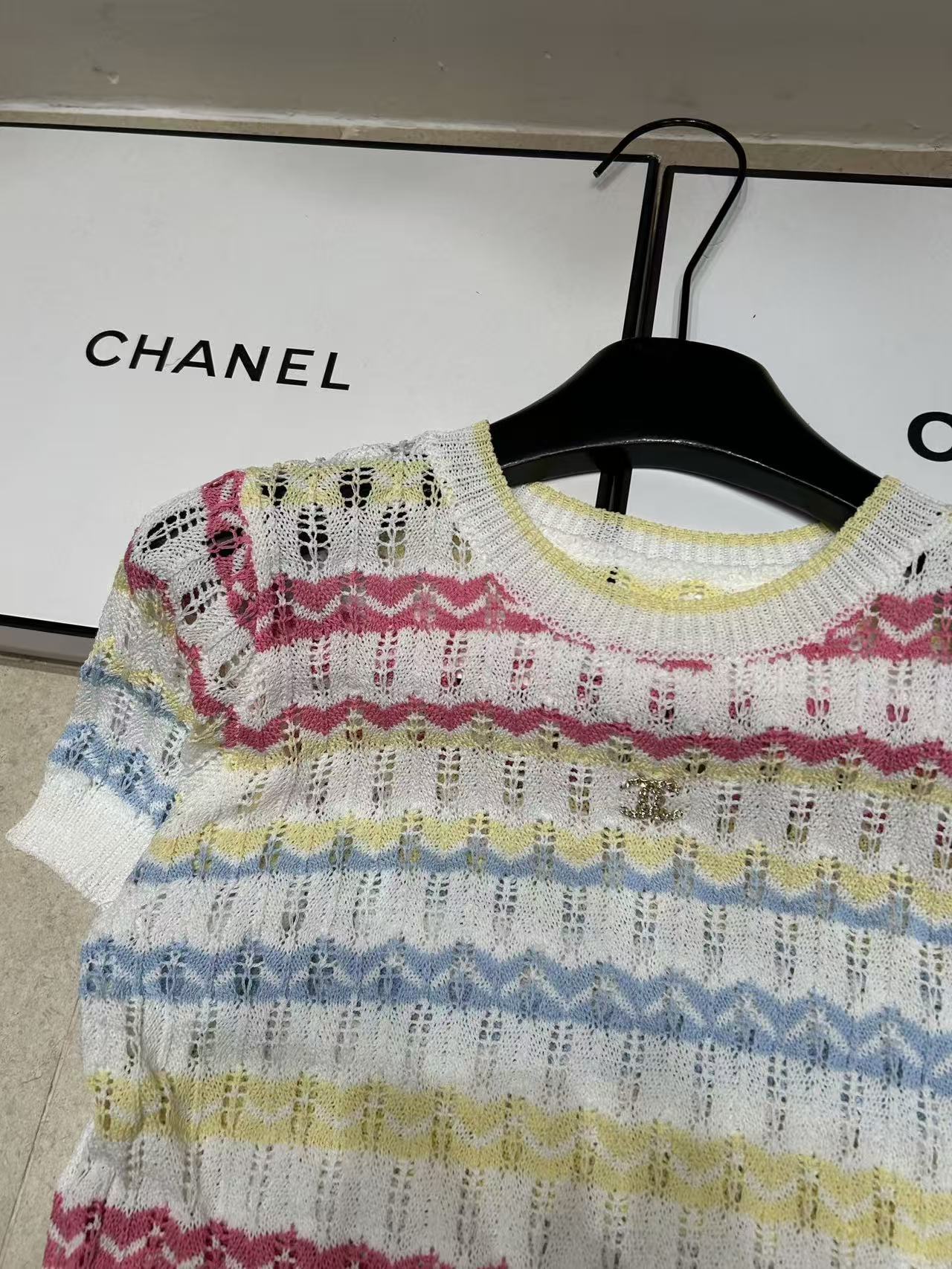 CHANE1 ダブルC カラフルウェーブウールセーター【50％割引+送料無料】