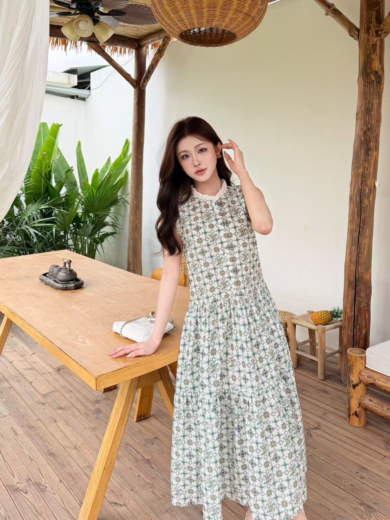 LV 高品質プリント・ラッフルドレス【50％割引+送料無料】