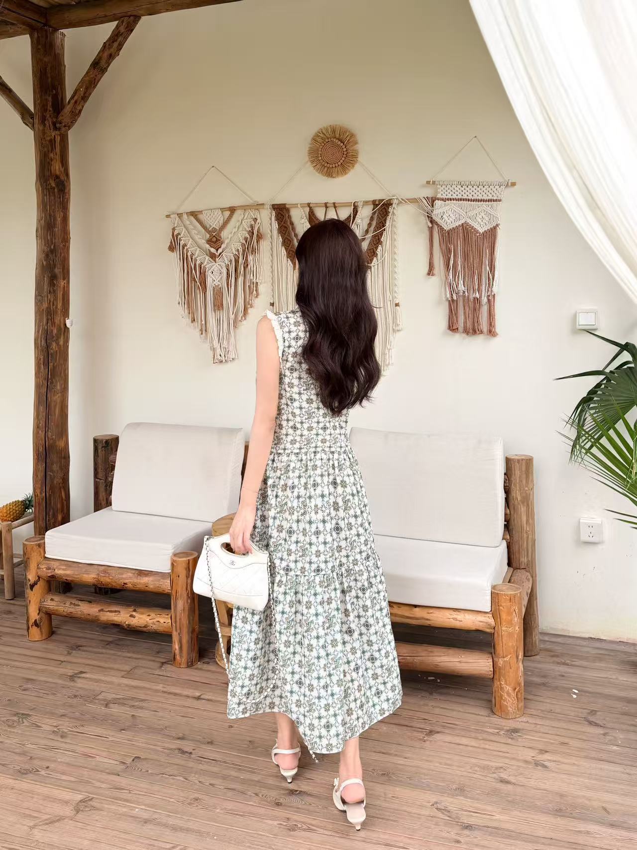 LV 高品質プリント・ラッフルドレス【50％割引+送料無料】