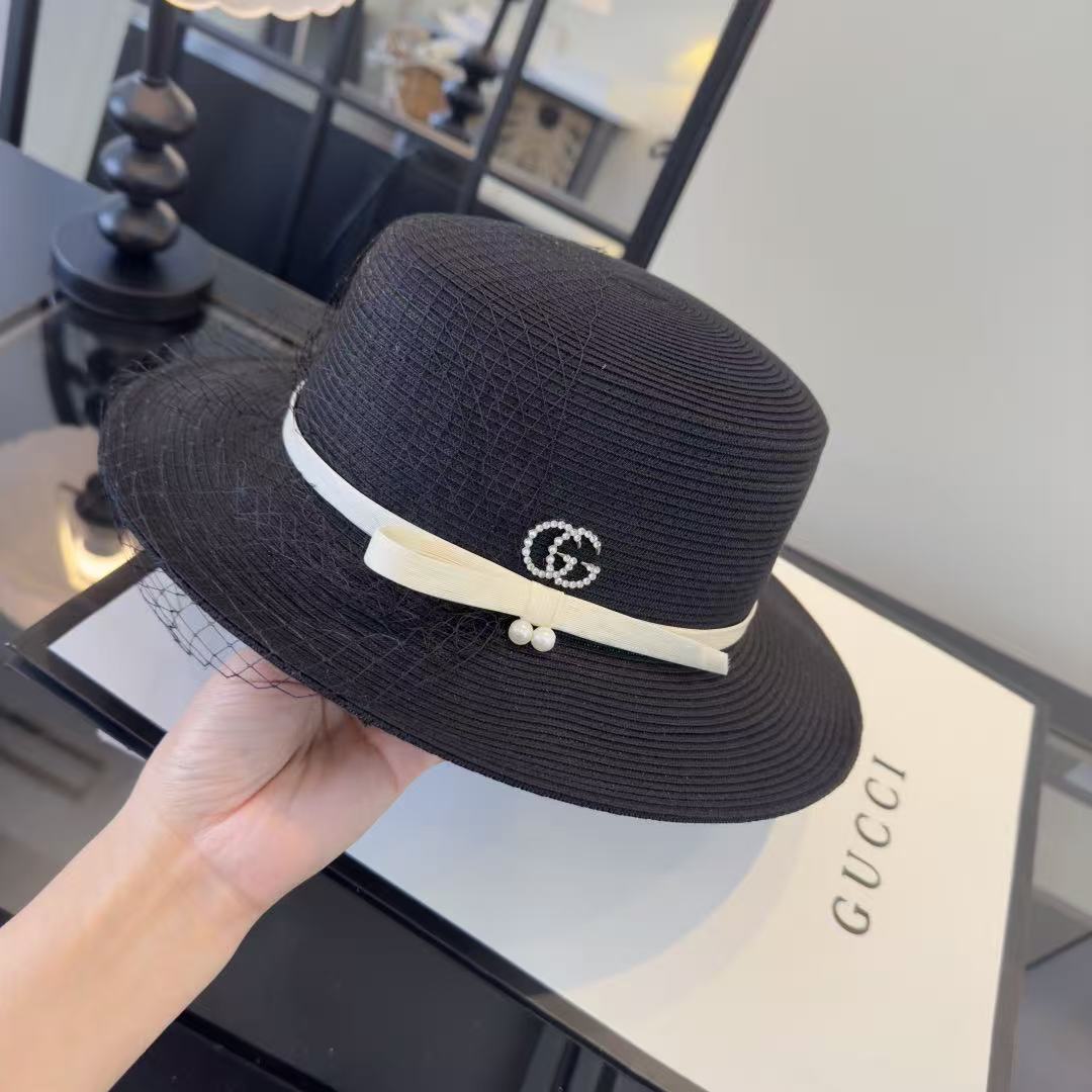 GUCCI ストロー・フラットトップハット【50％割引+送料無料】